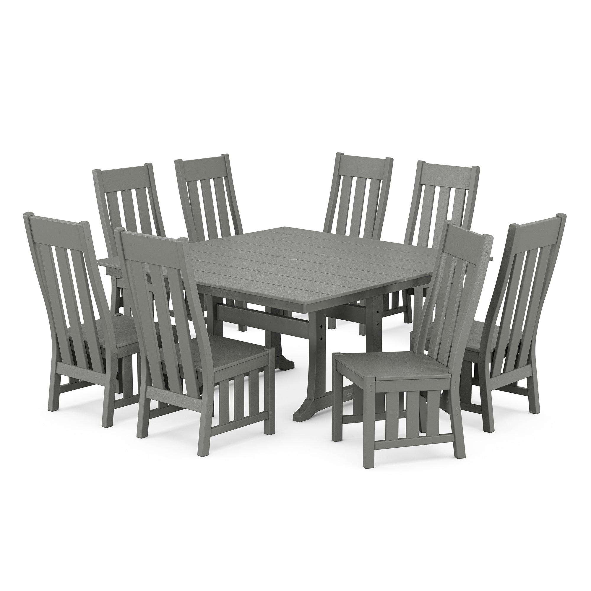 Acadia Side Chair 9-Piece Square Farmhouse Dining Set with Trestle Legs