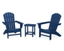 Nautical 3-Piece Adirondack Set with South Beach 18" Side Table
