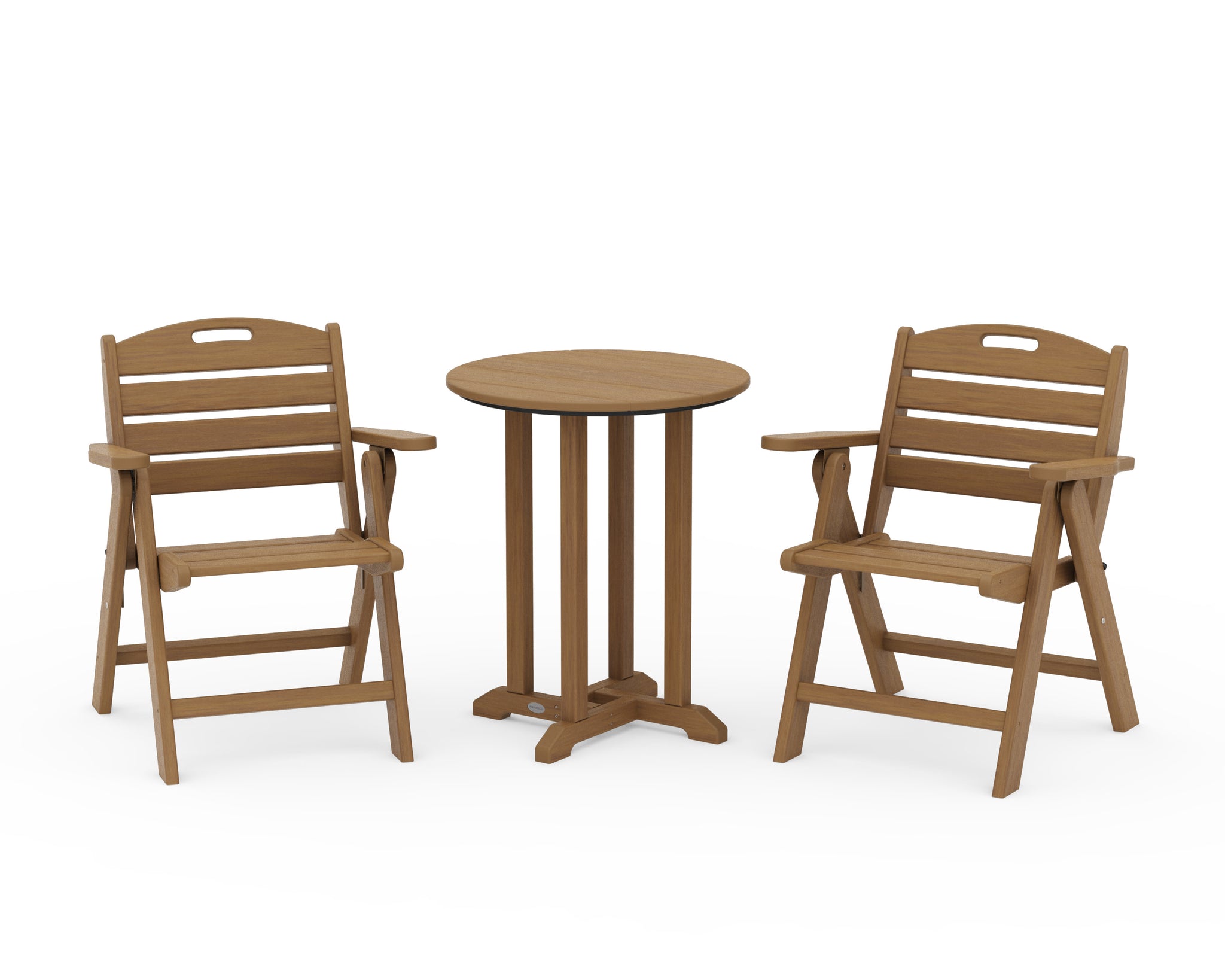 Nautical Folding Lowback Chair 3-Piece Round Bistro Dining Set