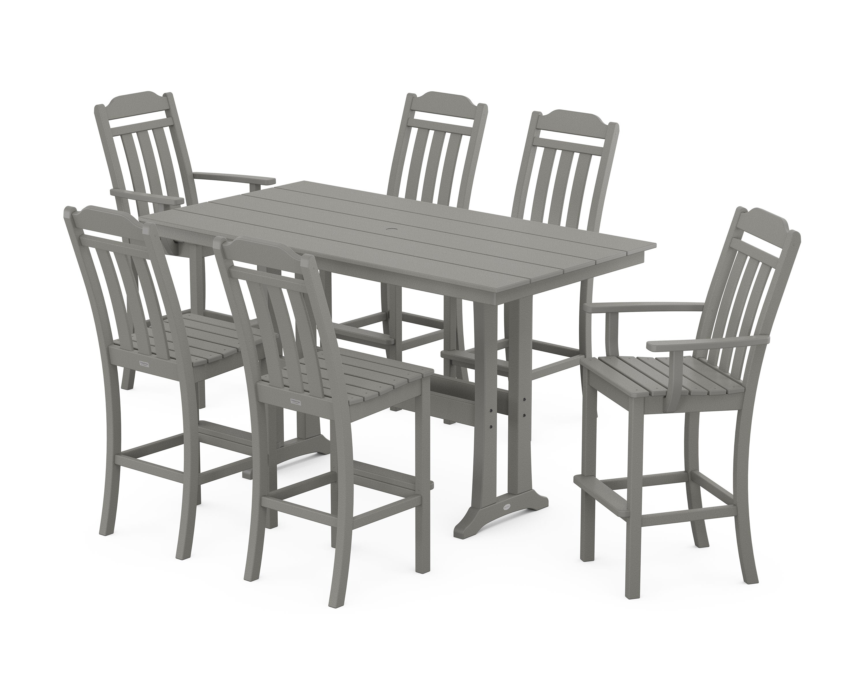 Cottage 7-Piece Farmhouse Bar Set with Trestle Legs
