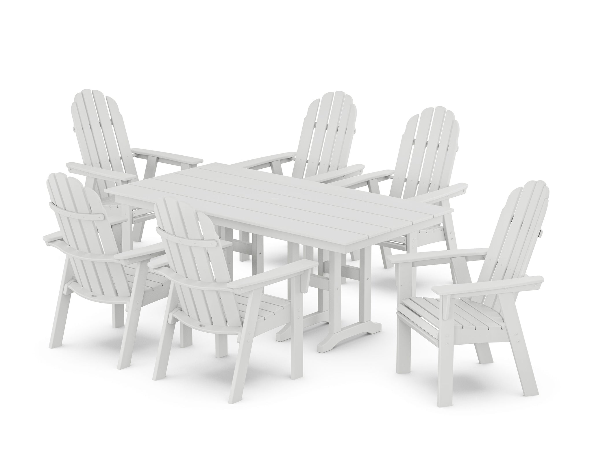 Vineyard Curveback Adirondack Chair 7-Piece Farmhouse Dining Set