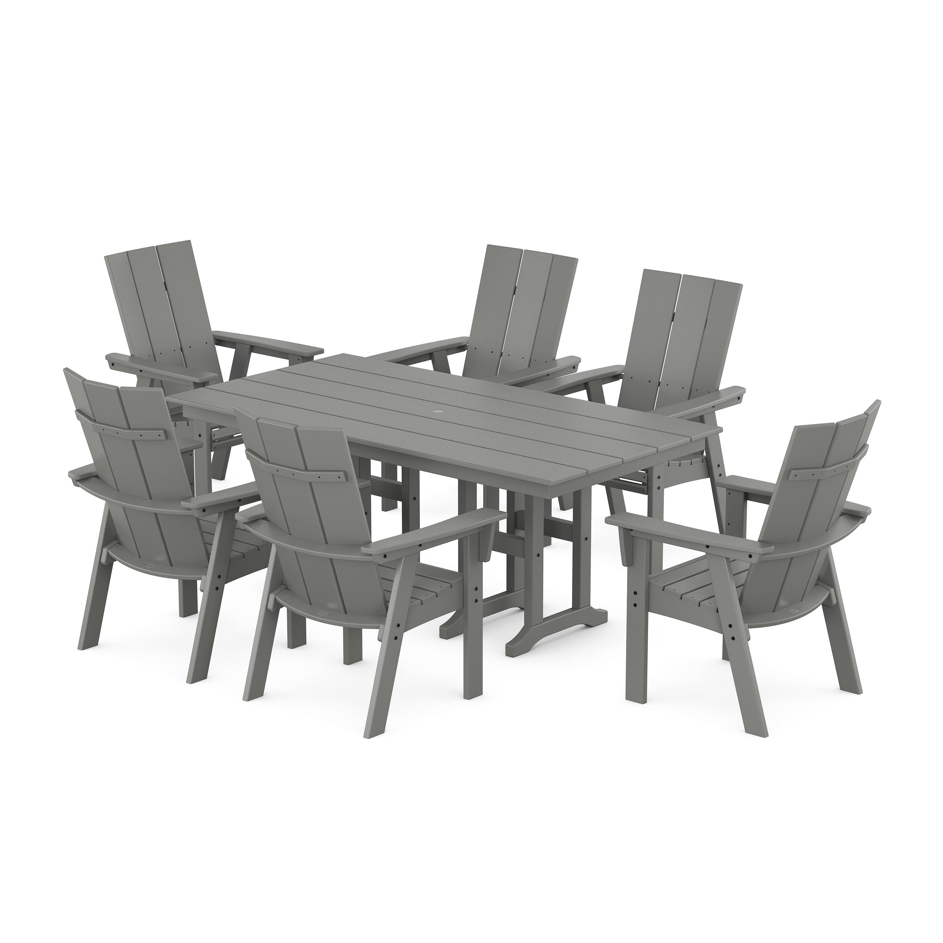 Modern Curveback Adirondack 7-Piece Farmhouse Dining Set