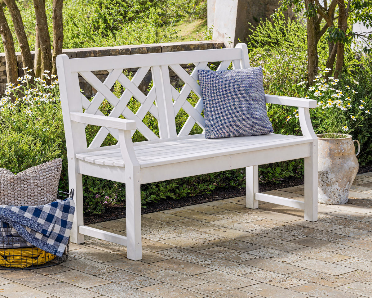 Cushion Polywood Bench Manly White Aluminium Outdoor Faux Wood Top