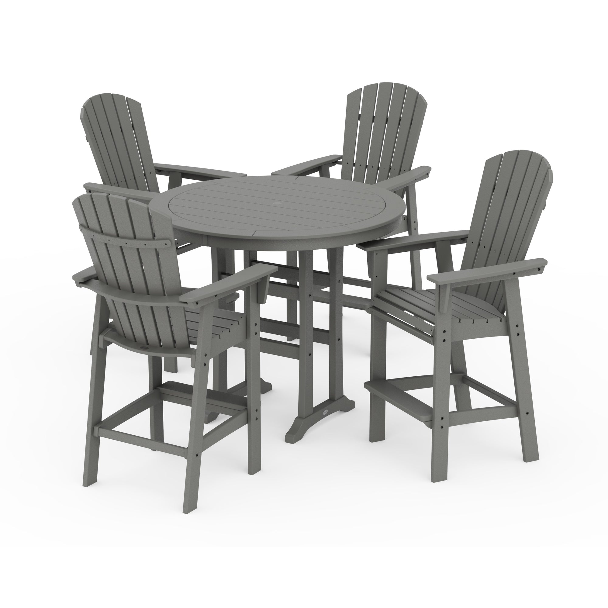Nautical Curveback Adirondack 5-Piece Round Trestle Bar Set