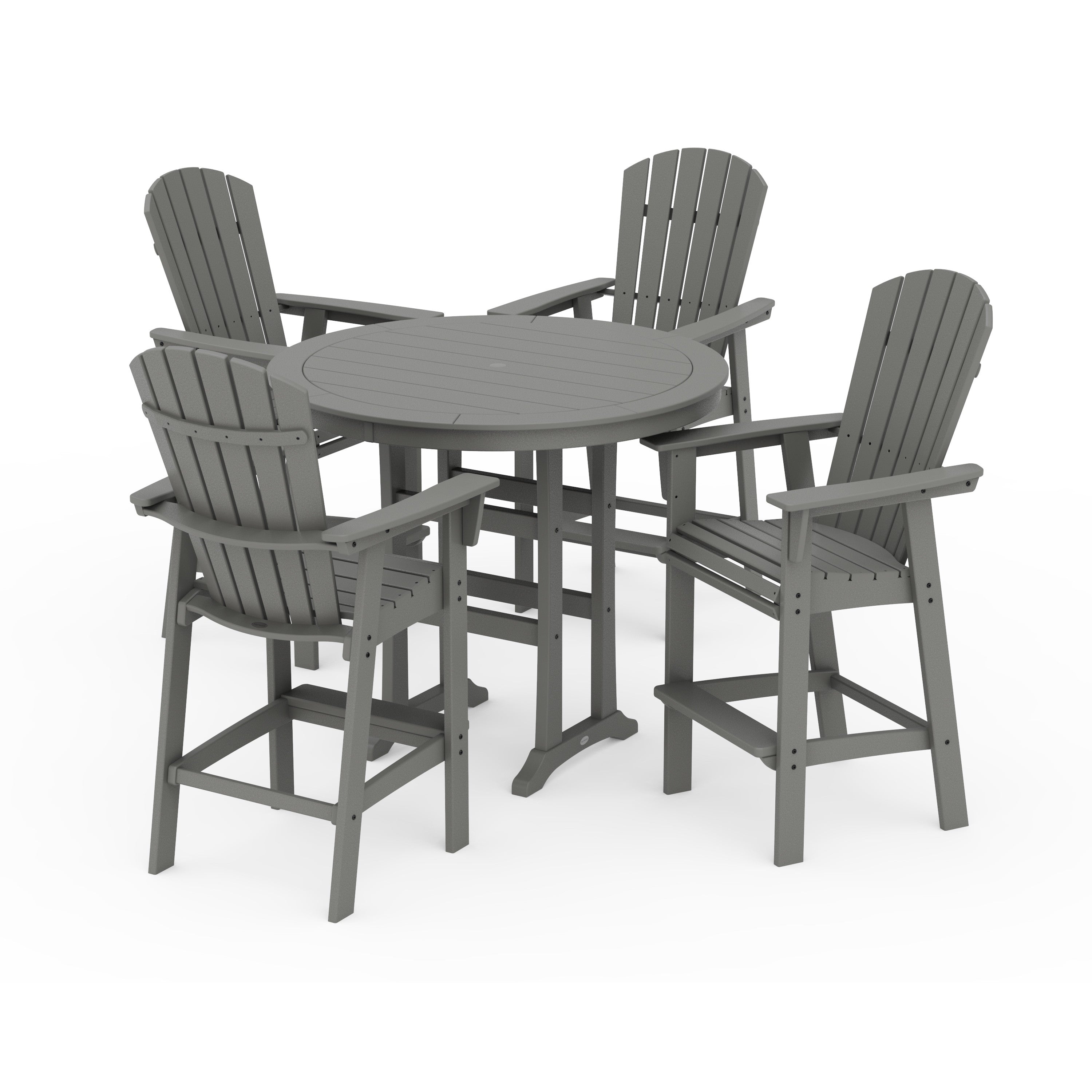 Nautical Curveback Adirondack 5-Piece Round Trestle Bar Set