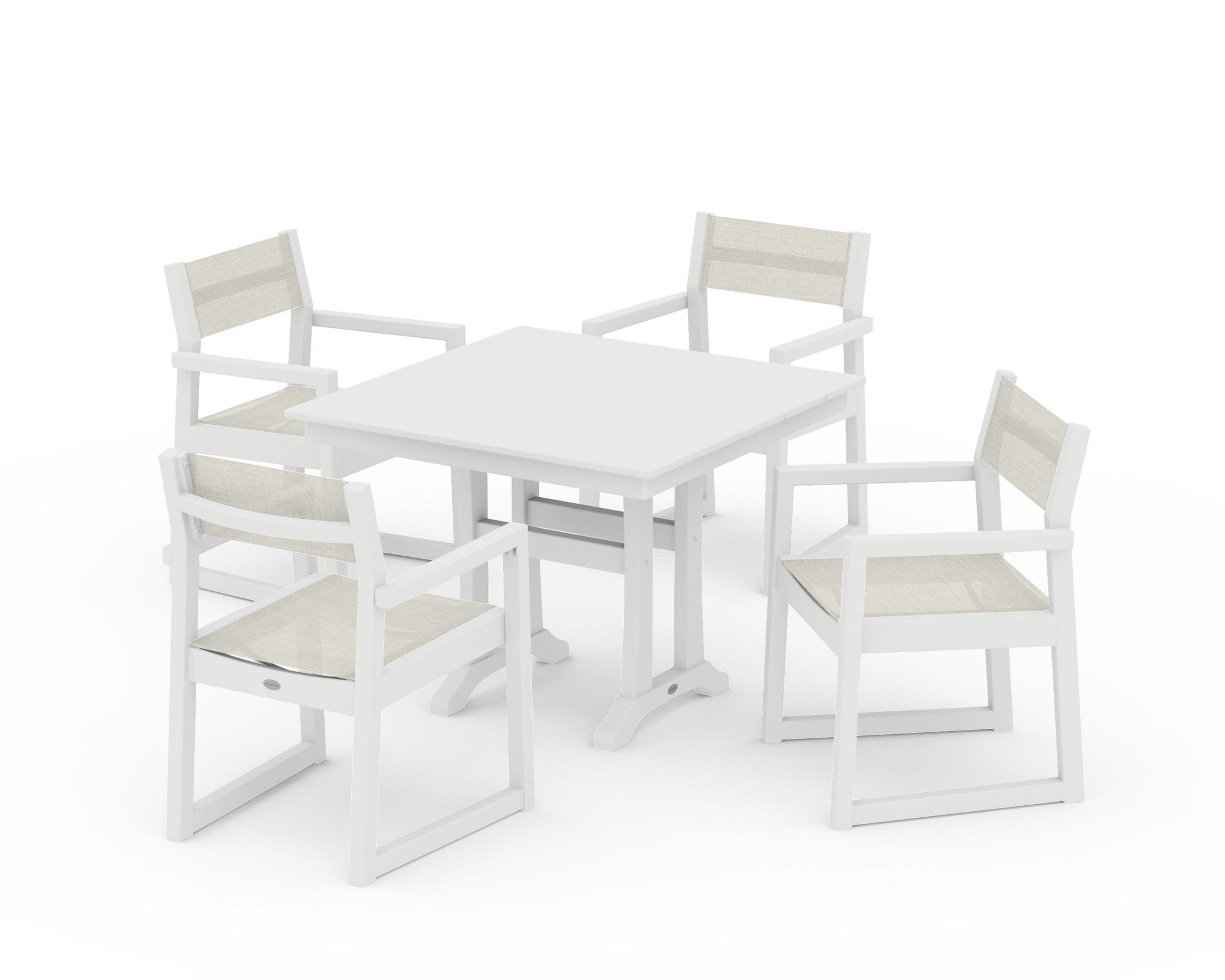 EDGE Sling 5-Piece Farmhouse Dining Set with Trestle Legs