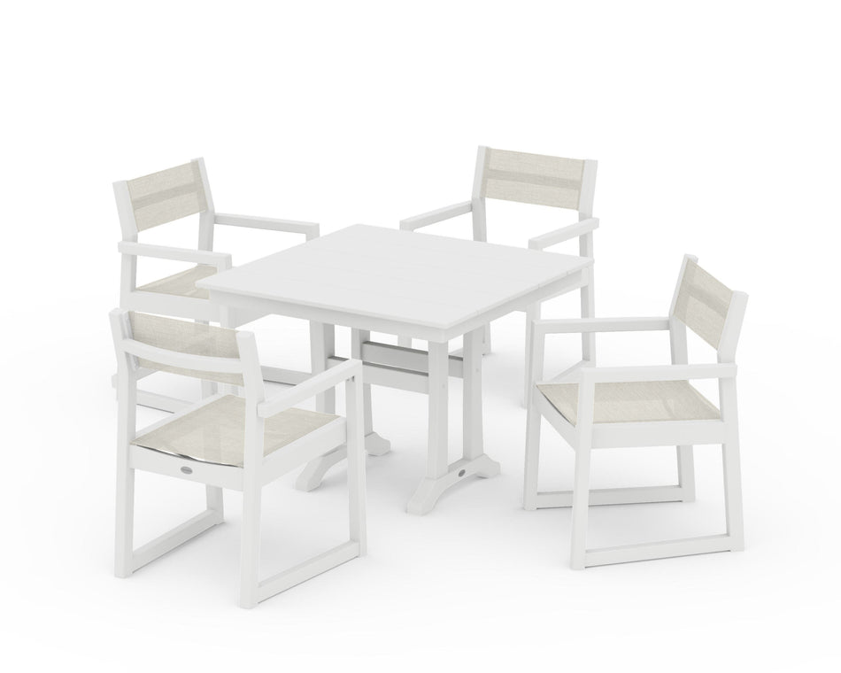 EDGE Sling 5-Piece Farmhouse Dining Set with Trestle Legs