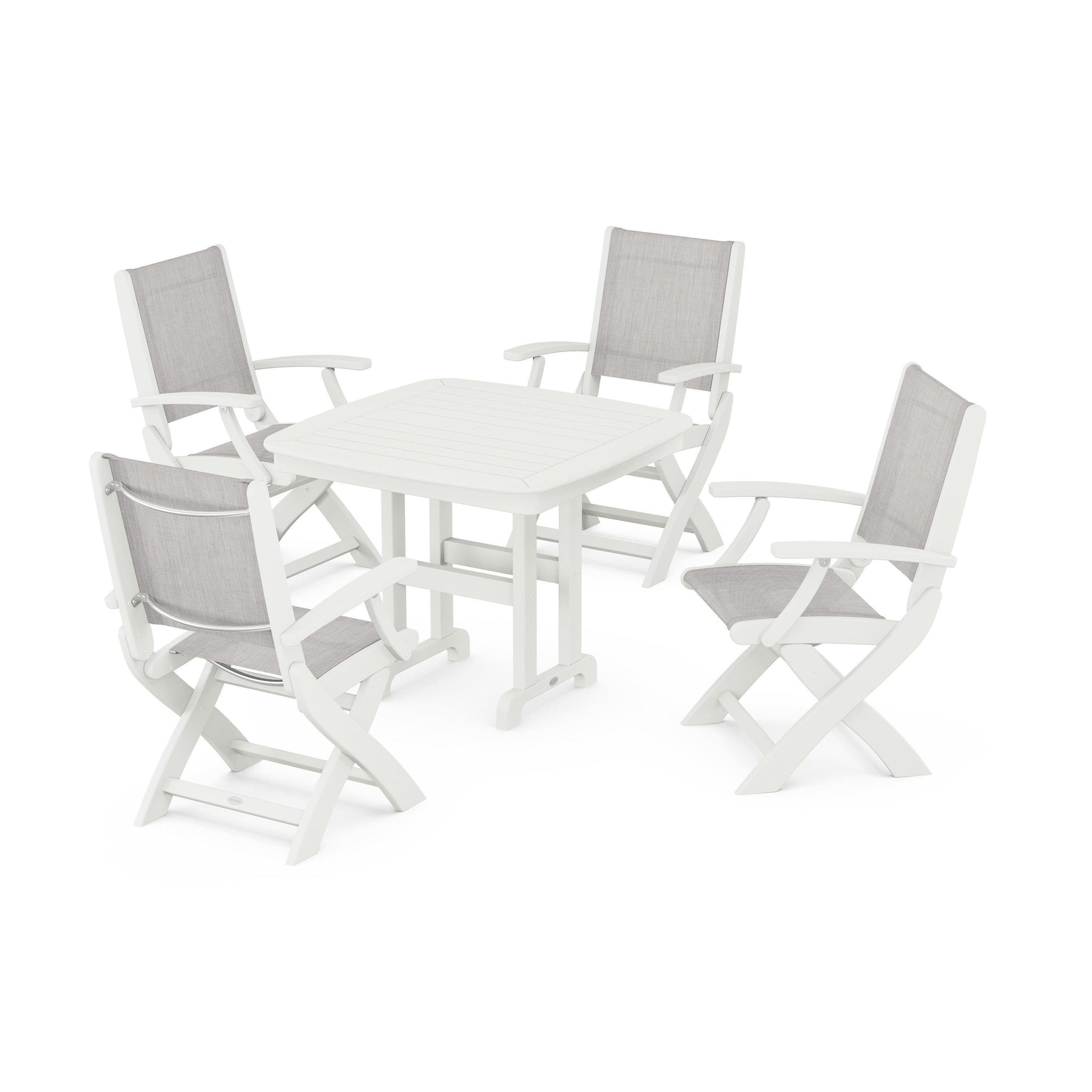 Coastal Folding Chair 5-Piece Dining Set