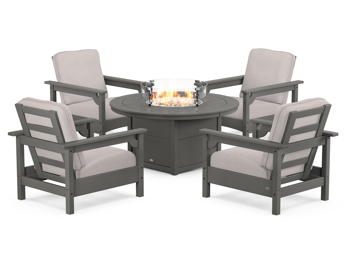 Club 5-Piece Conversation Set with Fire Pit Table