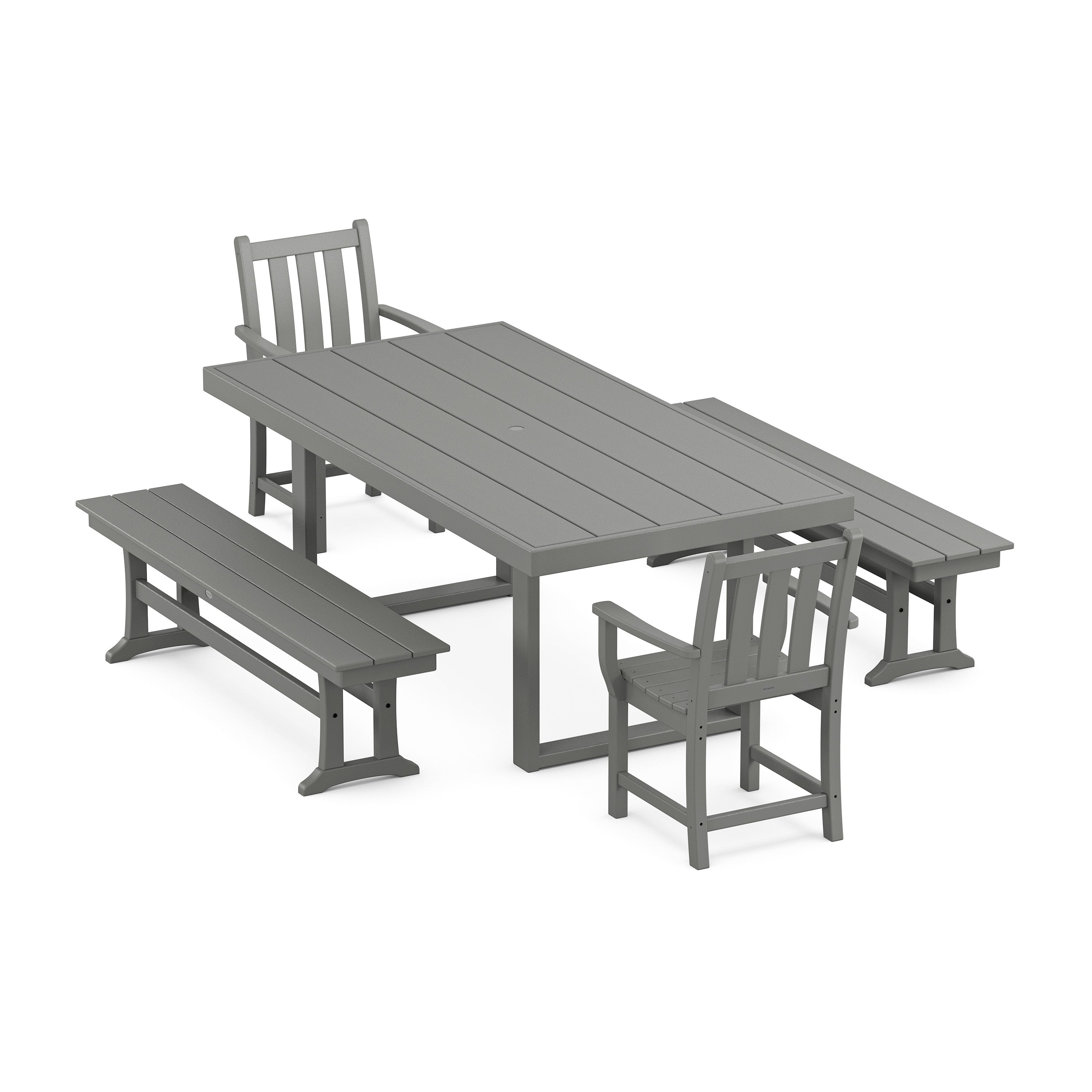 Traditional Garden 5-Piece Dining Set with Benches