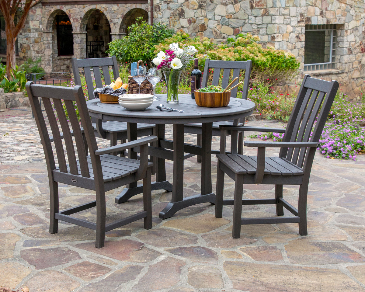 Vineyard 5-Piece Round Dining Set with Trestle Legs