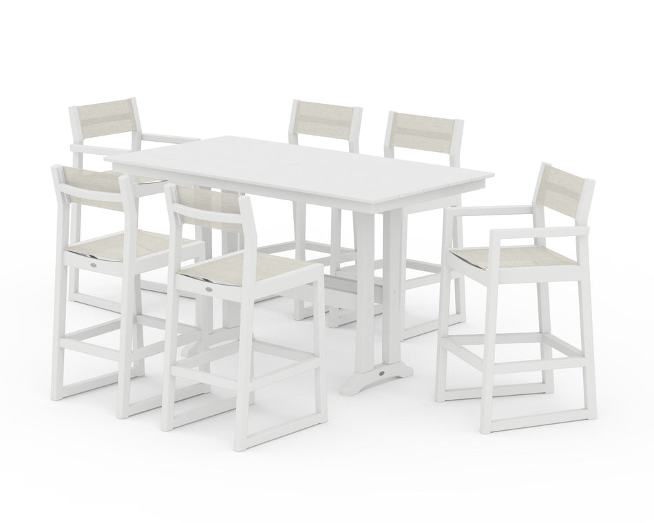 EDGE Sling 7-Piece Farmhouse Bar Set with Trestle Legs