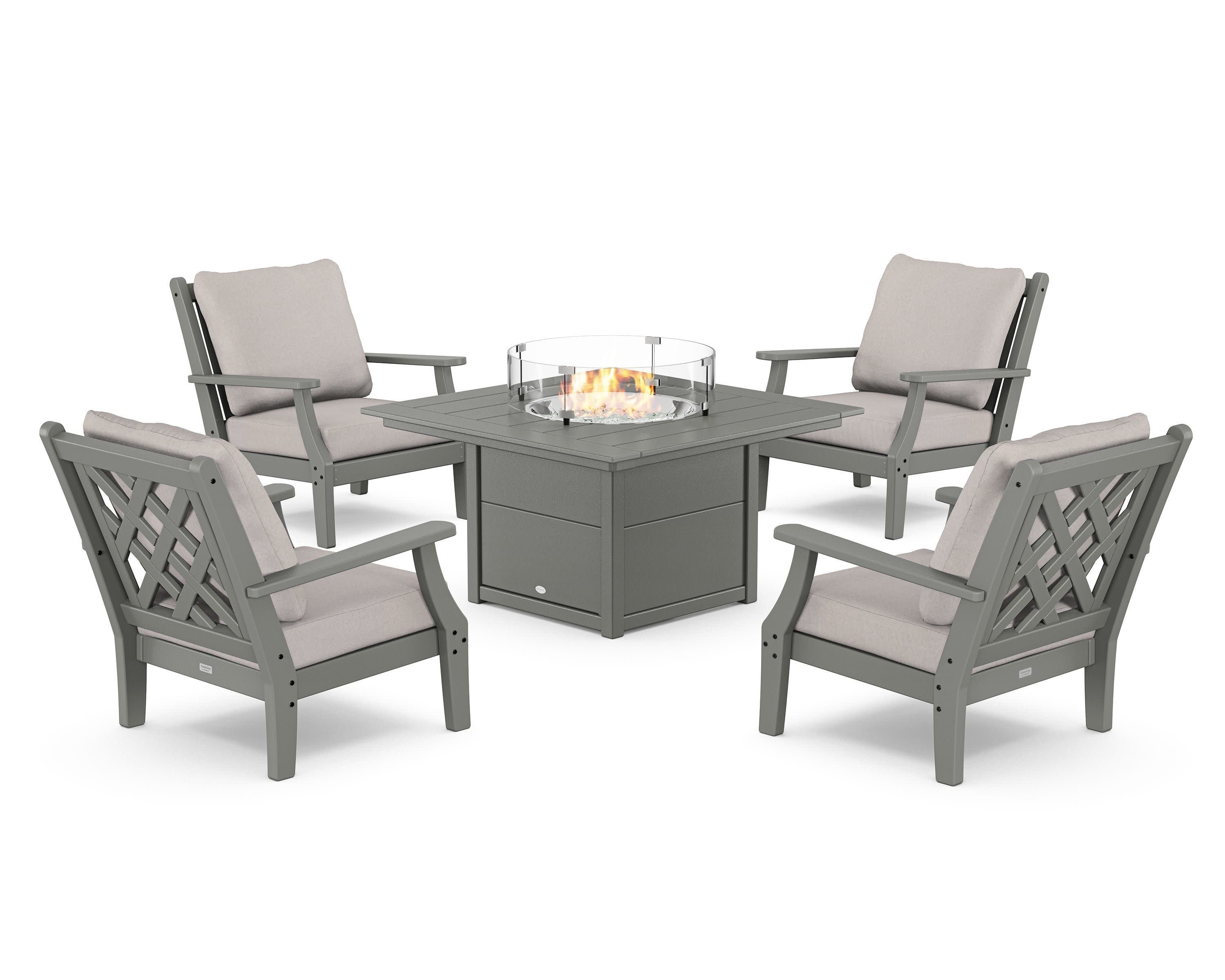 Wovendale 5-Piece Deep Seating Set with Fire Pit Table
