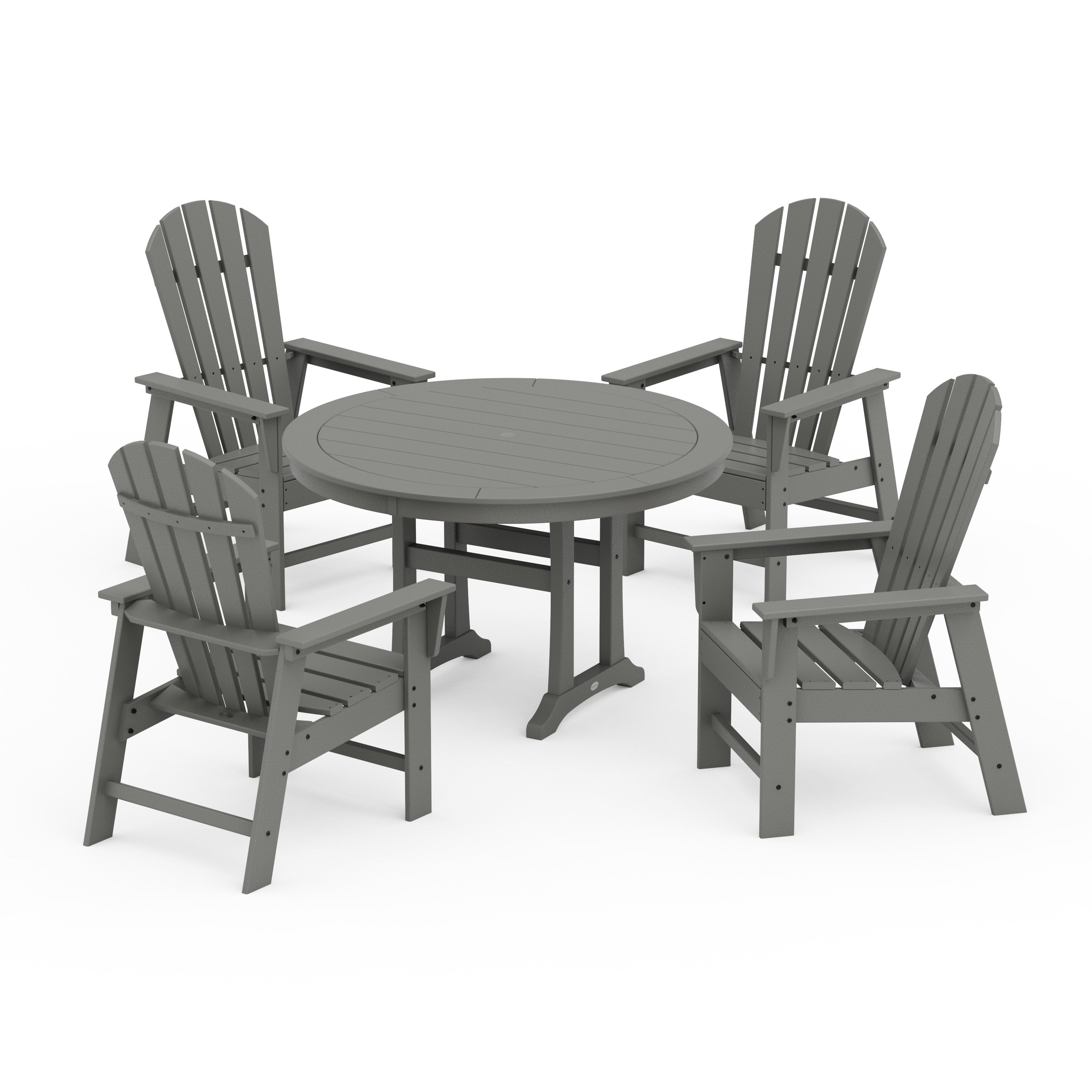 South Beach 5-Piece Round Dining Set with Trestle Legs