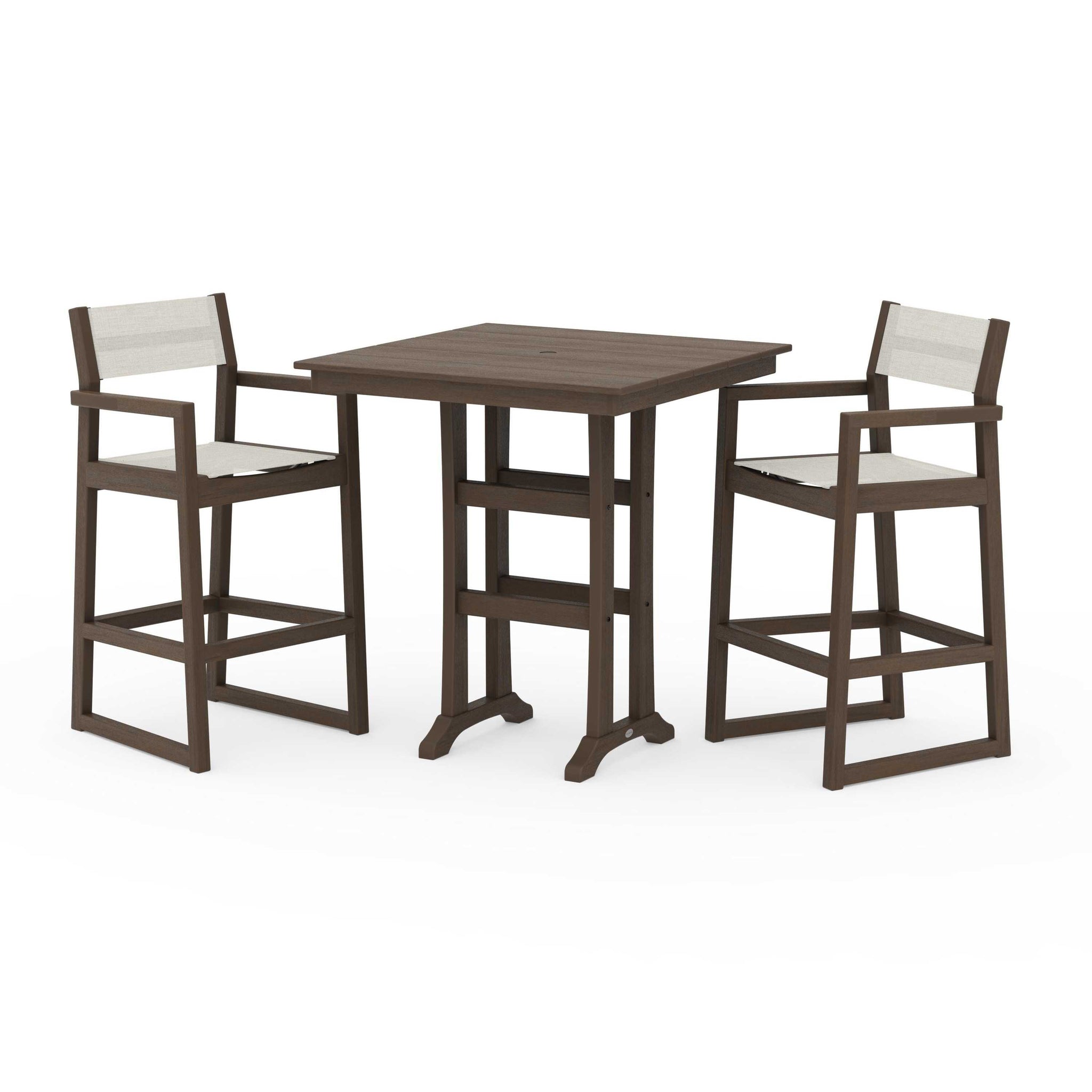 EDGE Sling Arm Chair 3-Piece Farmhouse Bar Set with Trestle Legs
