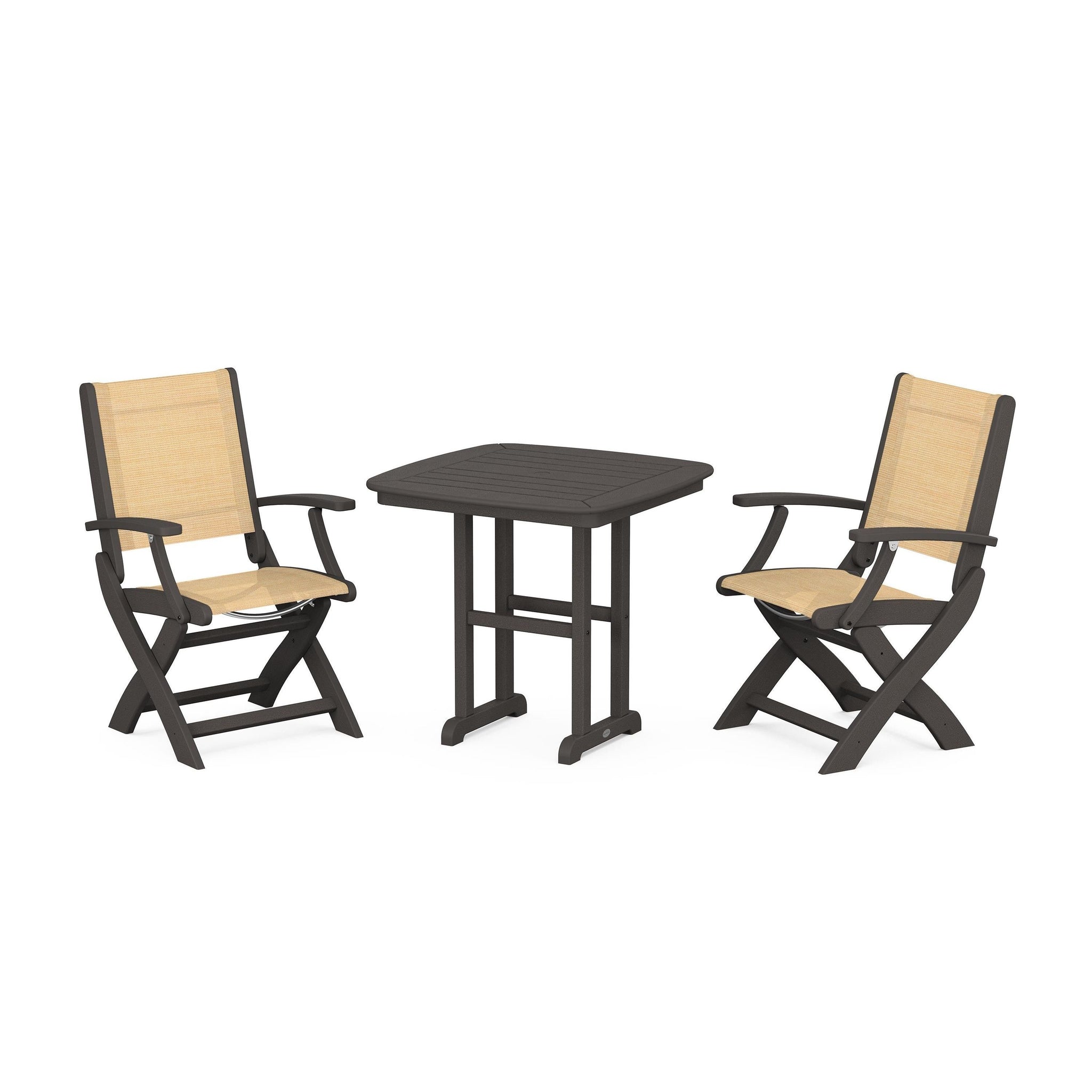 Coastal Folding Chair 3-Piece Dining Set