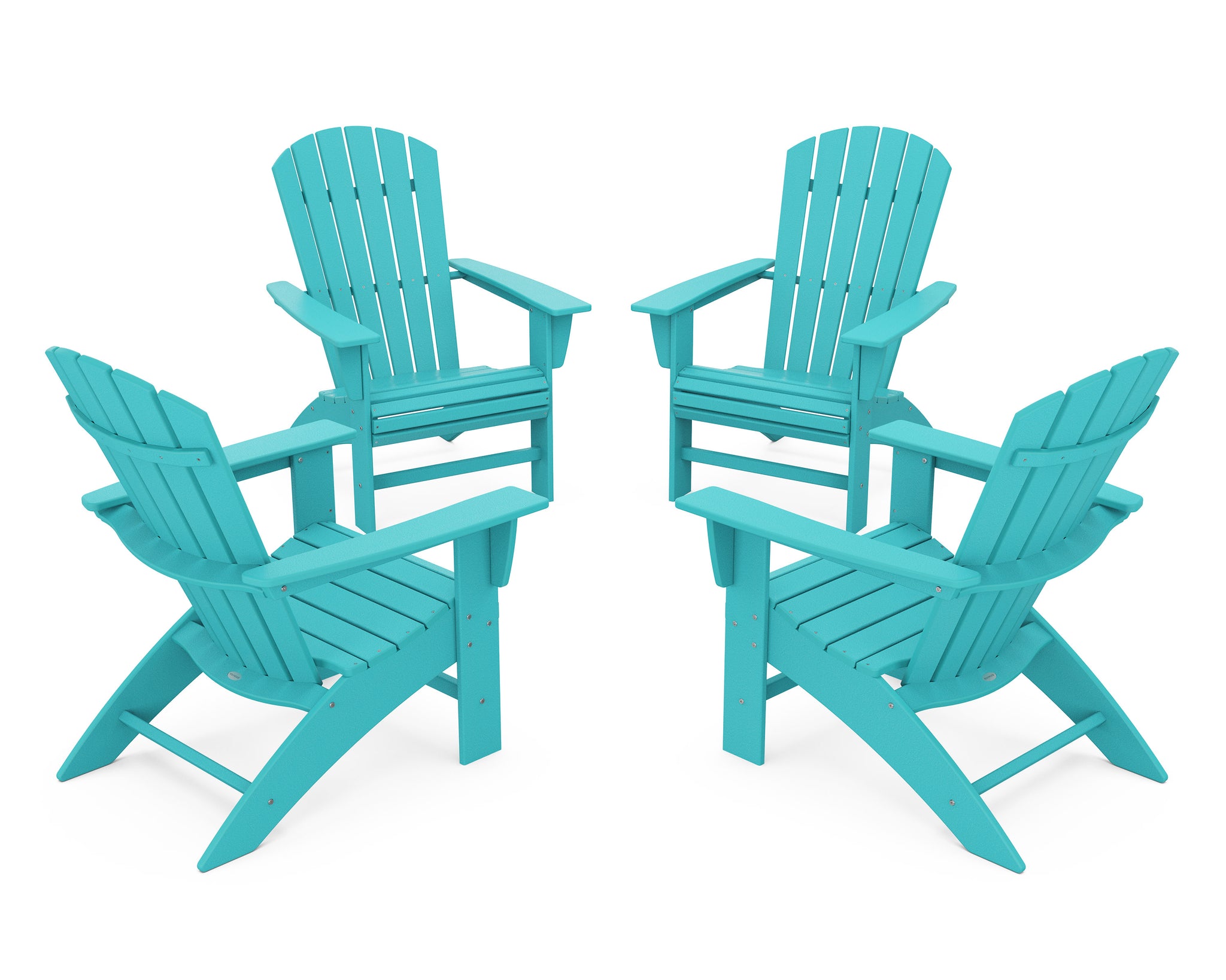 4-Piece Nautical Curveback Adirondack Chair Conversation Set