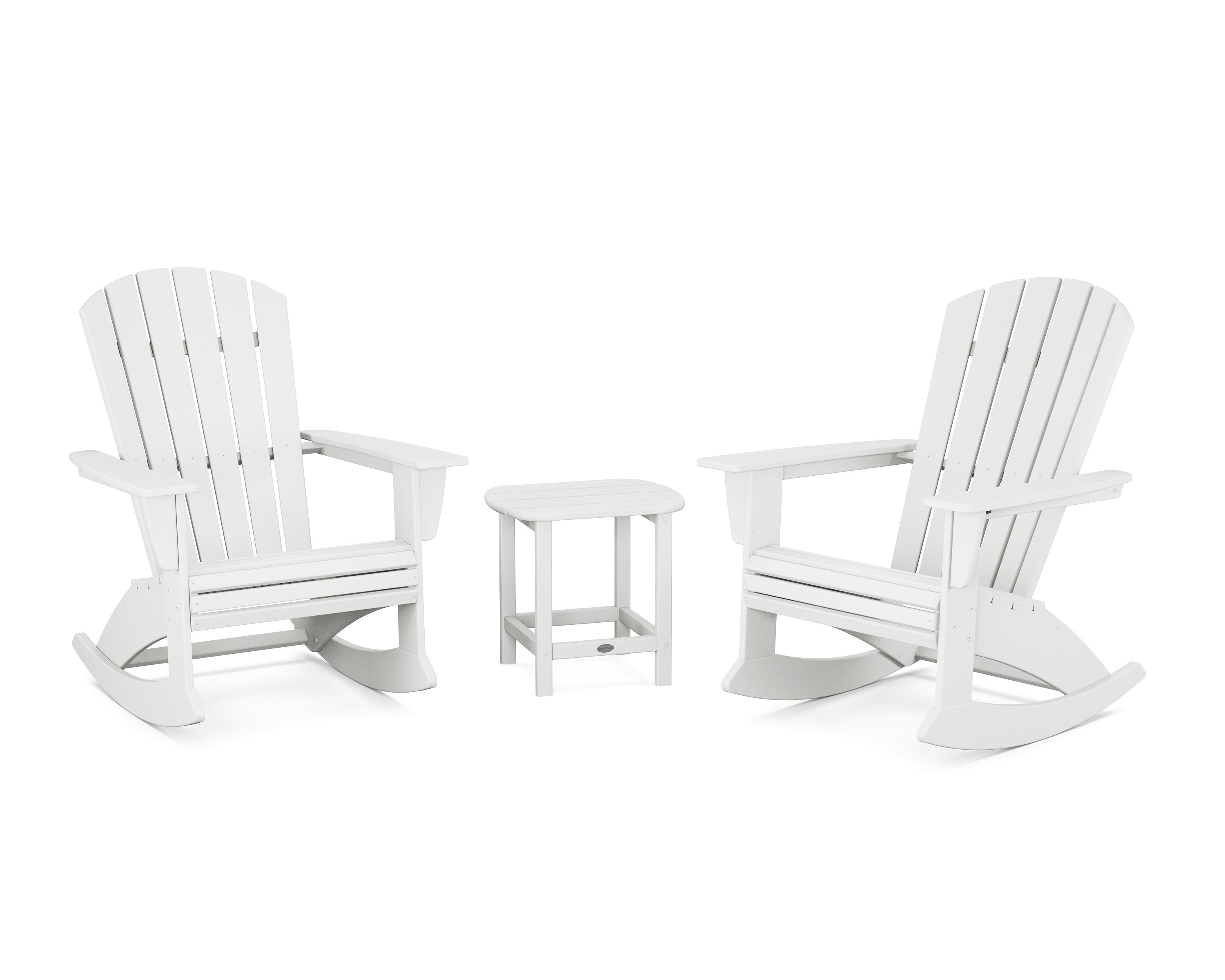 Nautical Curveback 3-Piece Adirondack Rocking Chair Set