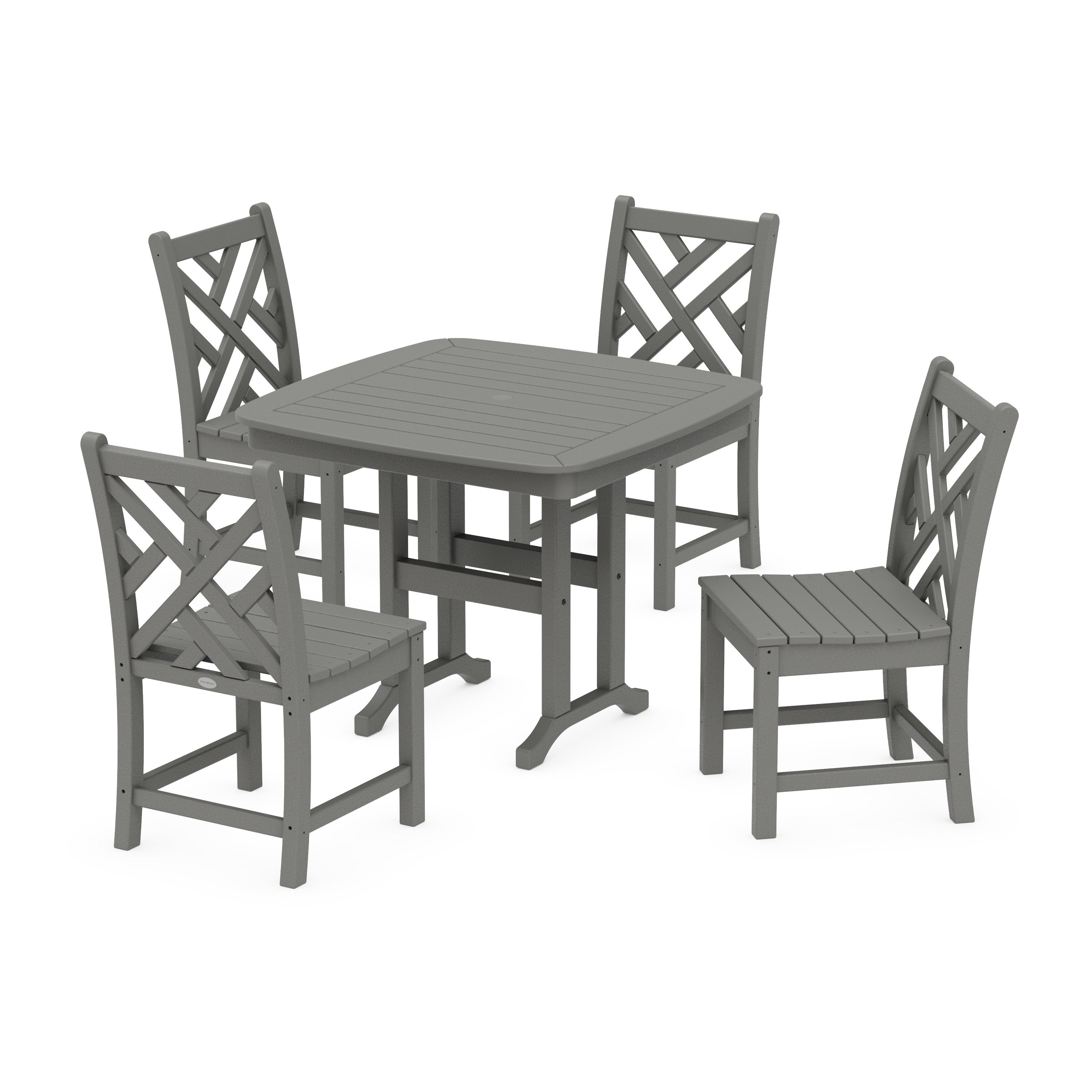 Chippendale Side Chair 5-Piece Round Dining Set With Trestle Legs