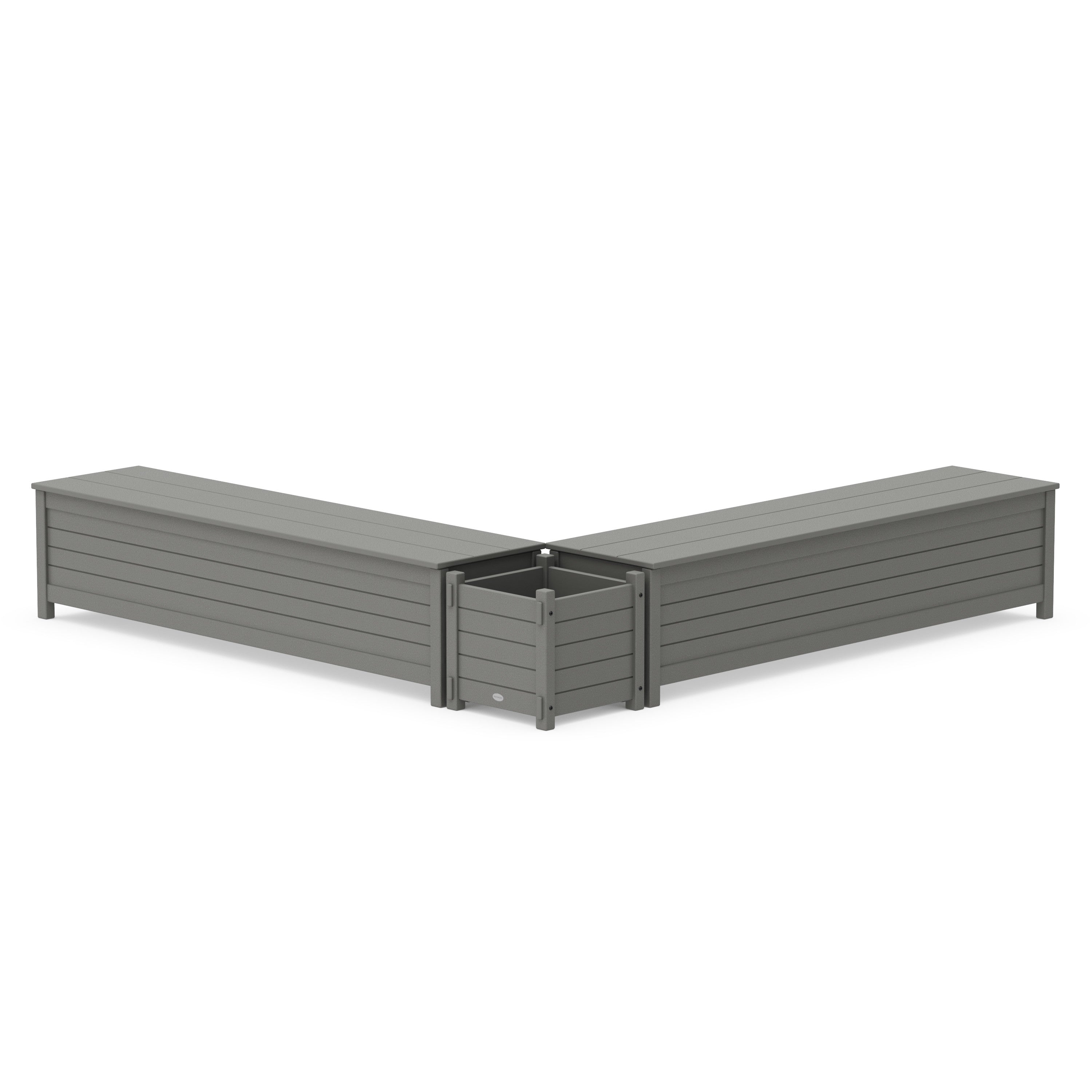 72" Nautical L- Shaped Planter Storage Bench Set