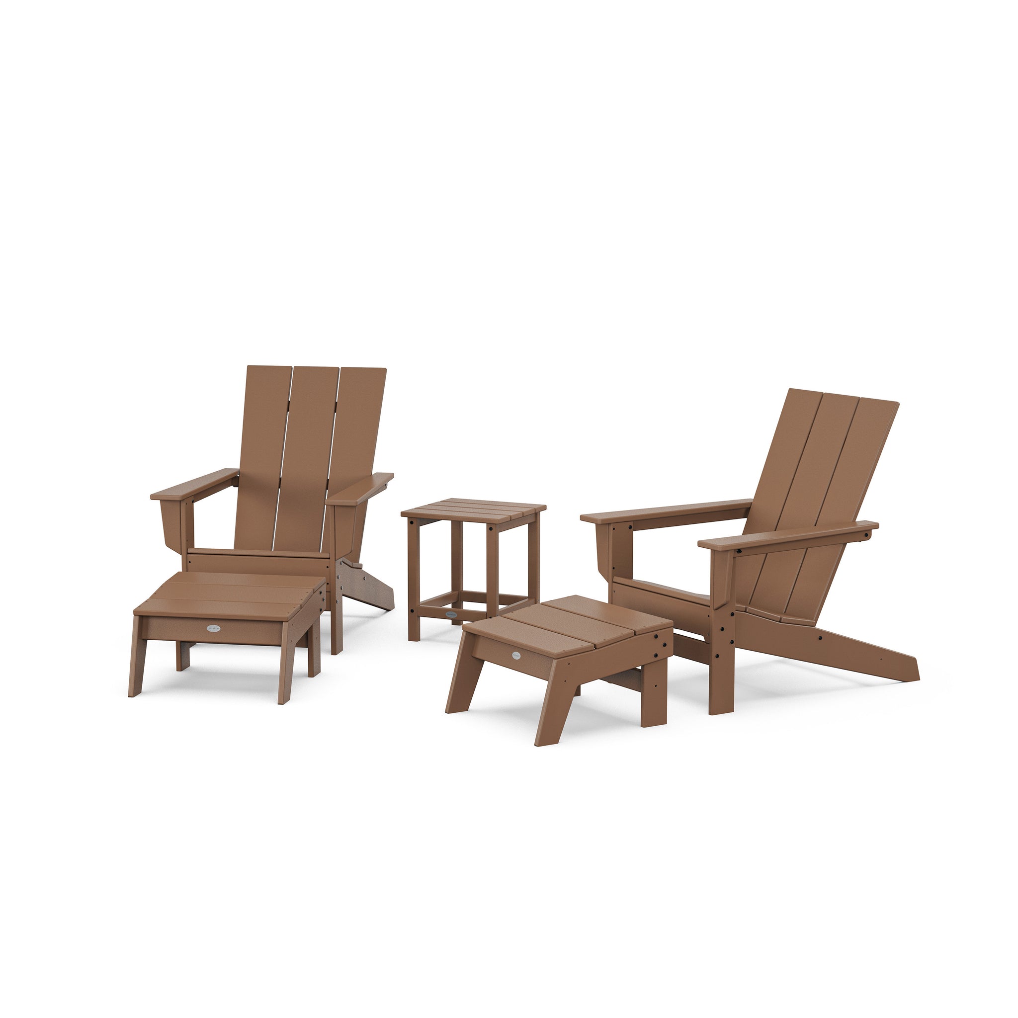 5-Piece Modern Studio Adirondack Set with Ottomans and Side Table