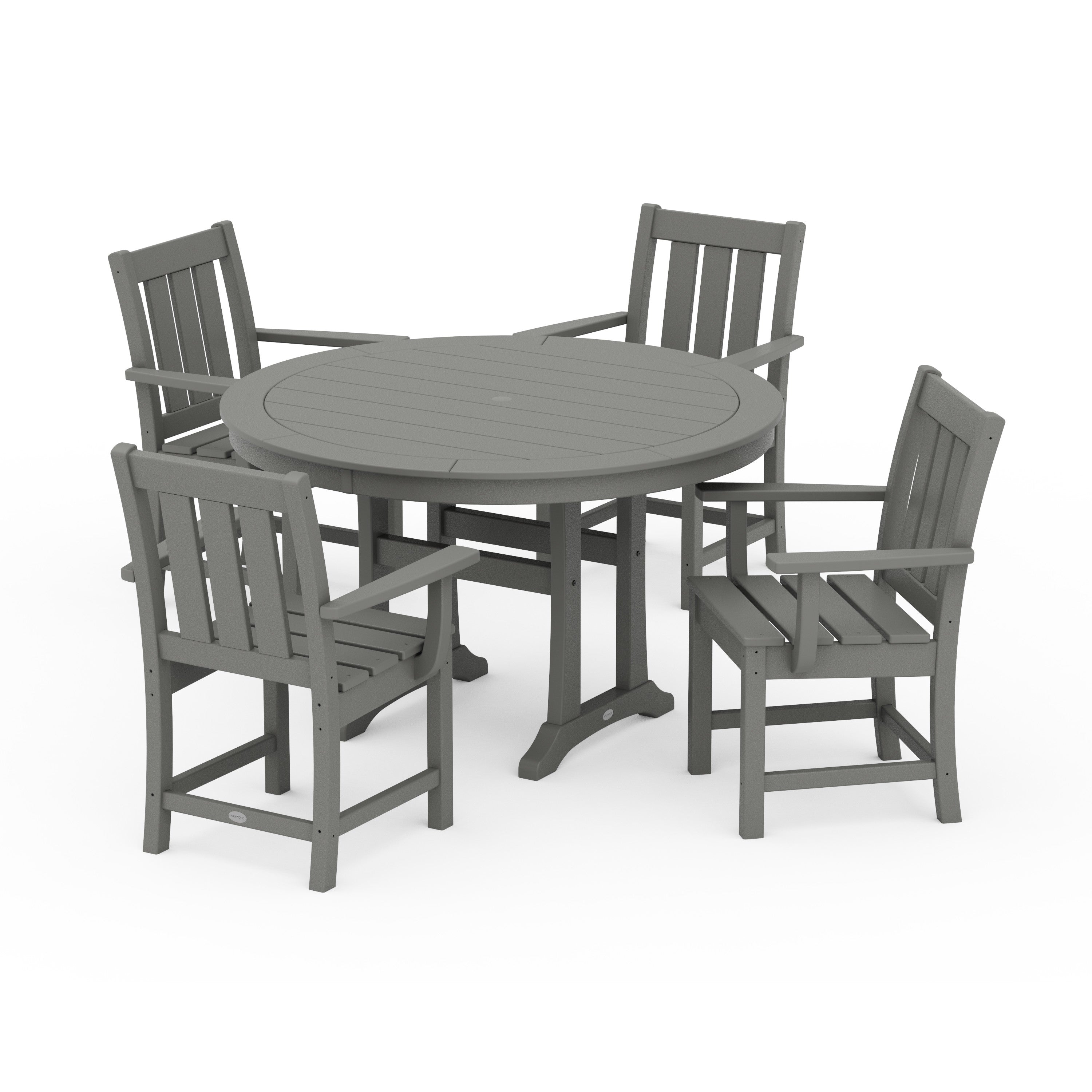 Oxford 5-Piece Round Dining Set with Trestle Legs