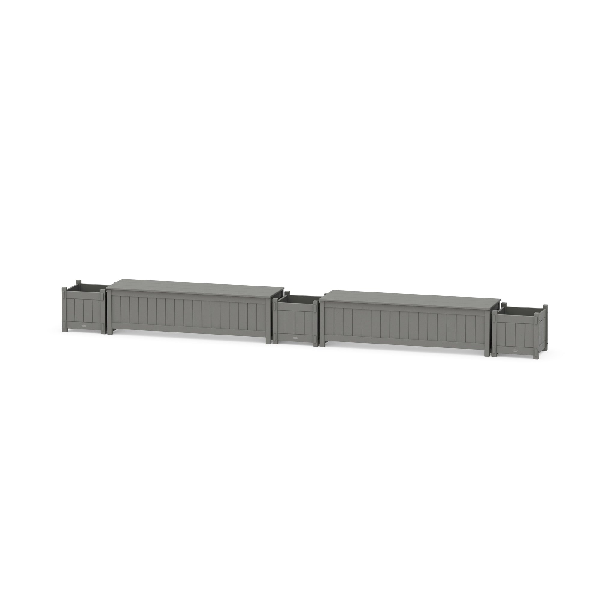 60" Vineyard Straight Double Planter Storage Bench Set