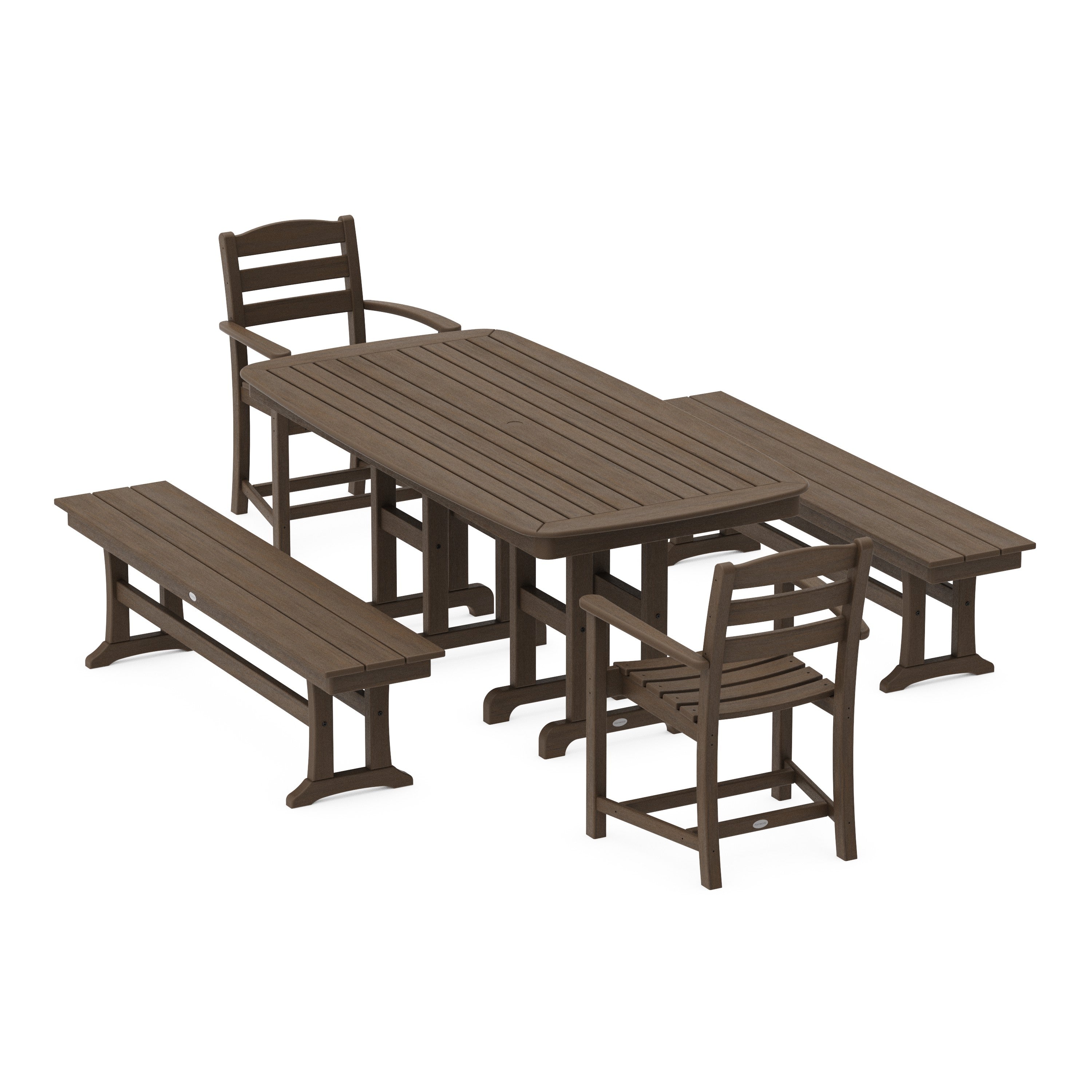 La Casa Café 5-Piece Dining Set with Benches