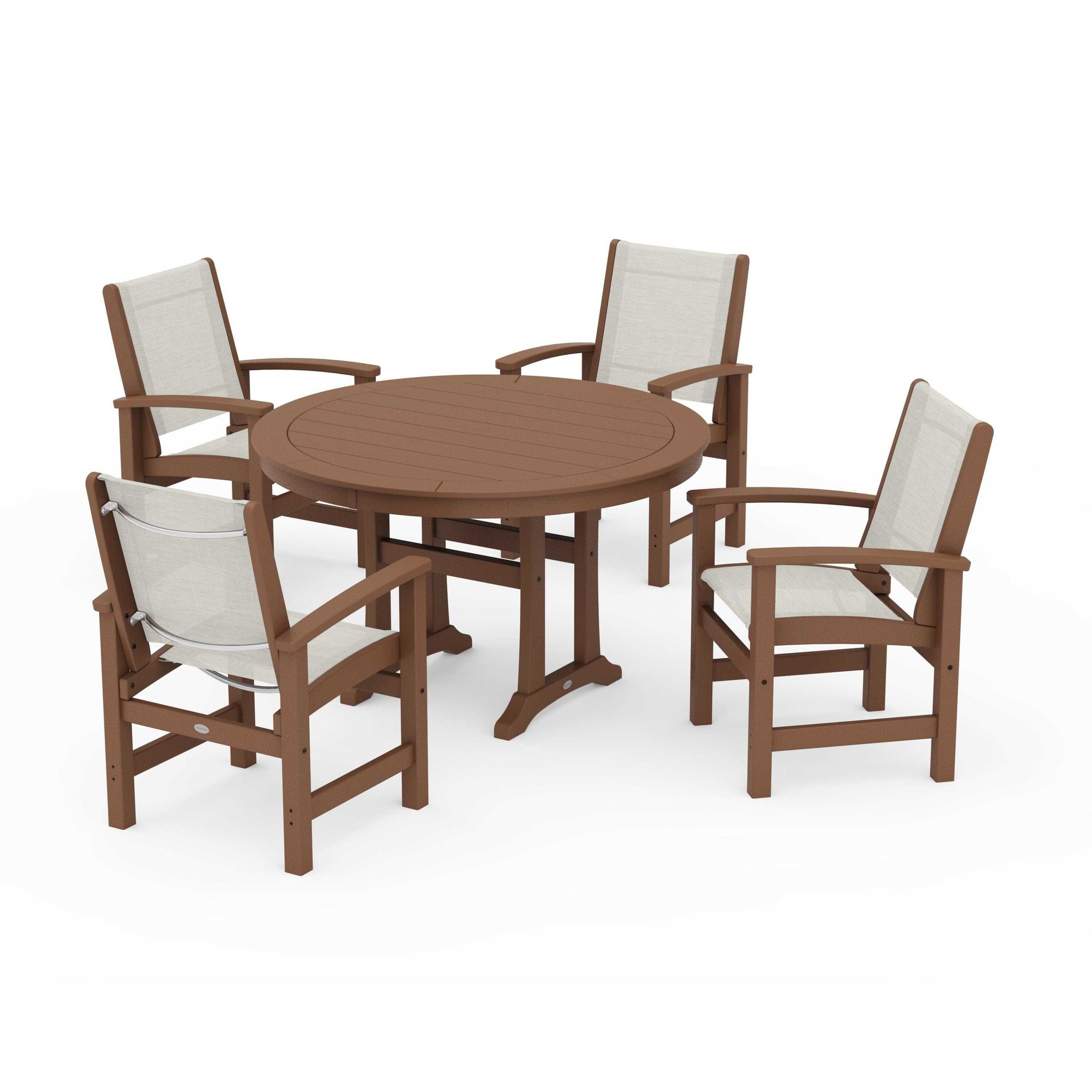 Coastal 5-Piece Round Dining Set with Trestle Legs