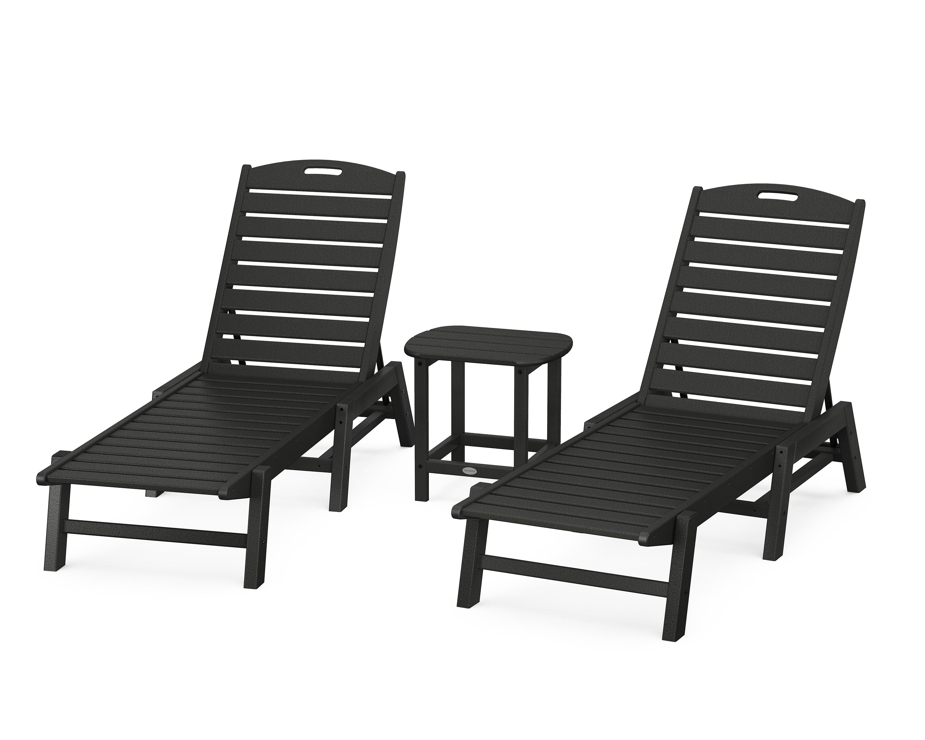 Nautical 3-Piece Chaise Lounge Set with South Beach 18" Side Table