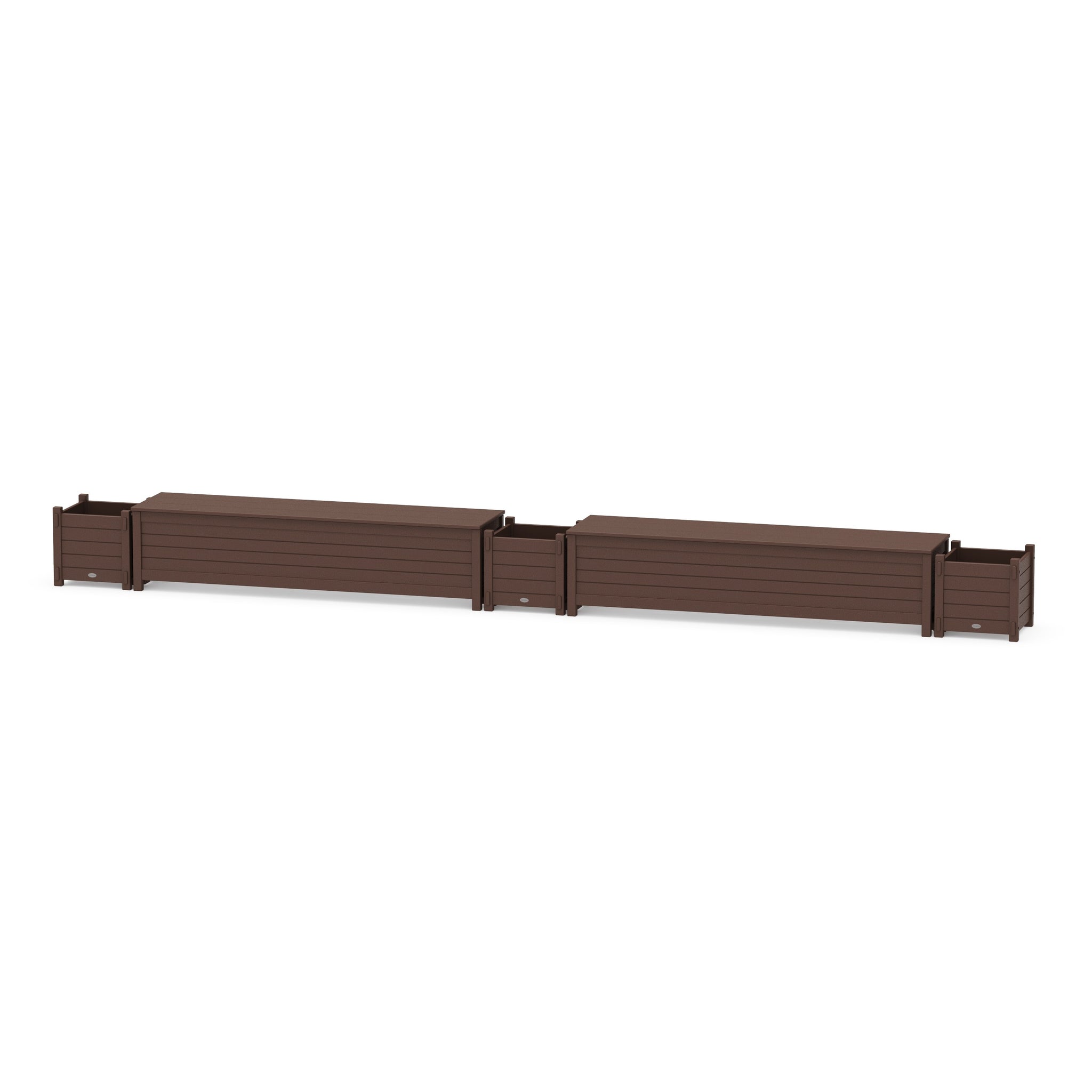 72" Nautical Straight Double Planter Storage Bench Set