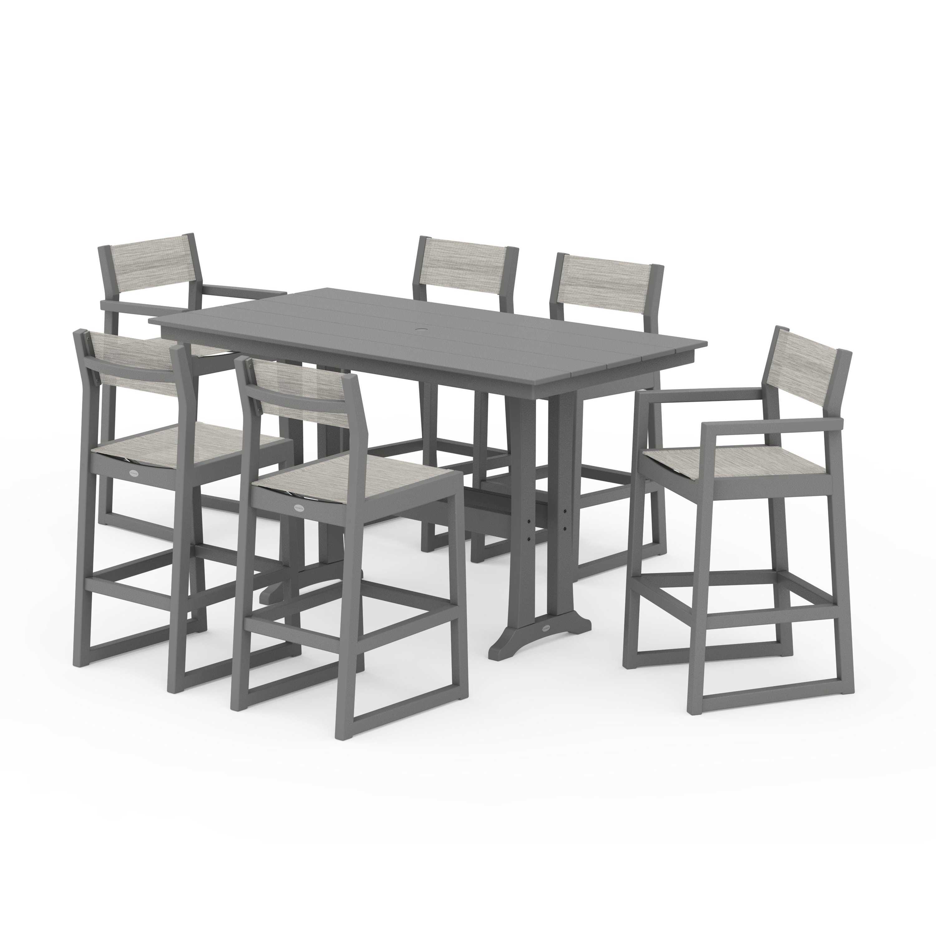 EDGE Sling 7-Piece Farmhouse Bar Set with Trestle Legs