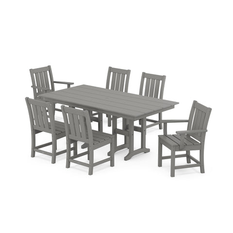 Oxford 7-Piece Farmhouse Dining Set - TEAK color