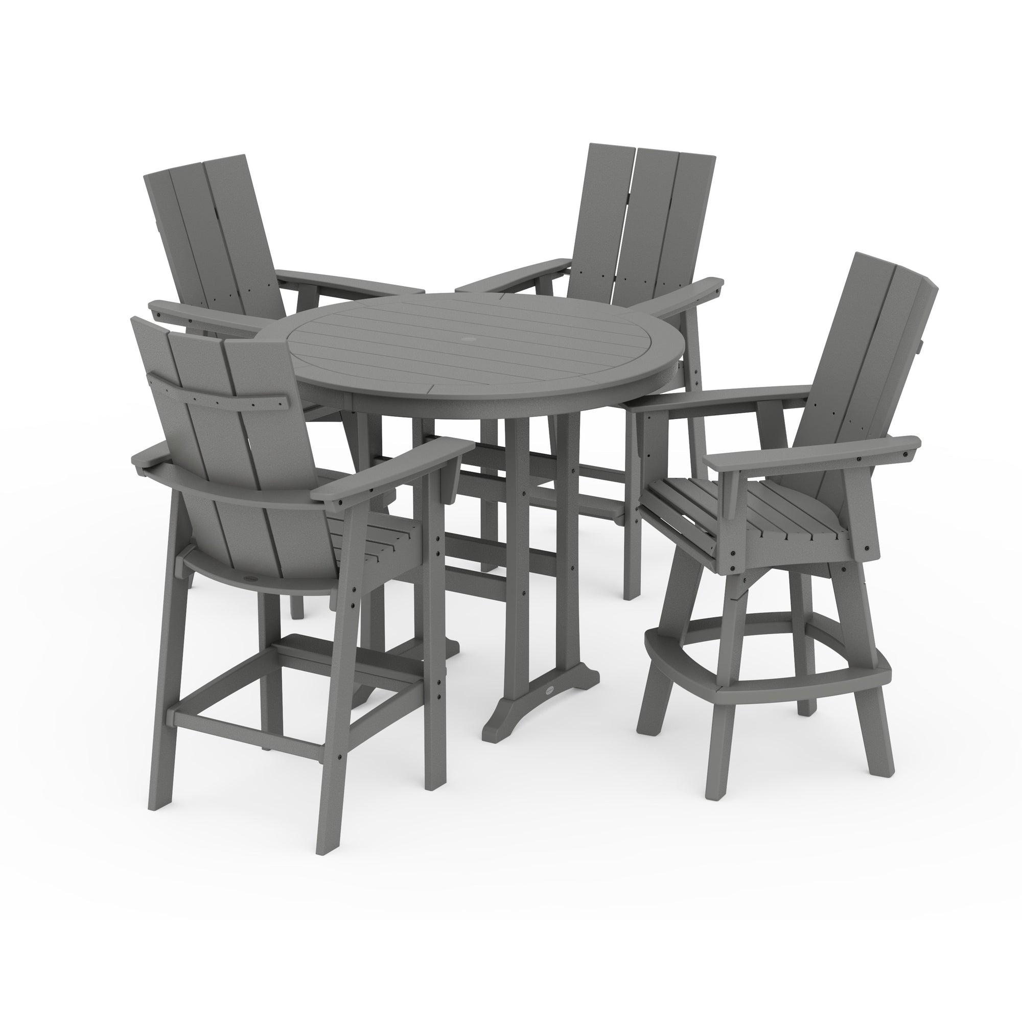 Modern Adirondack 5-Piece Nautical Trestle Round Bar Set with Swivels