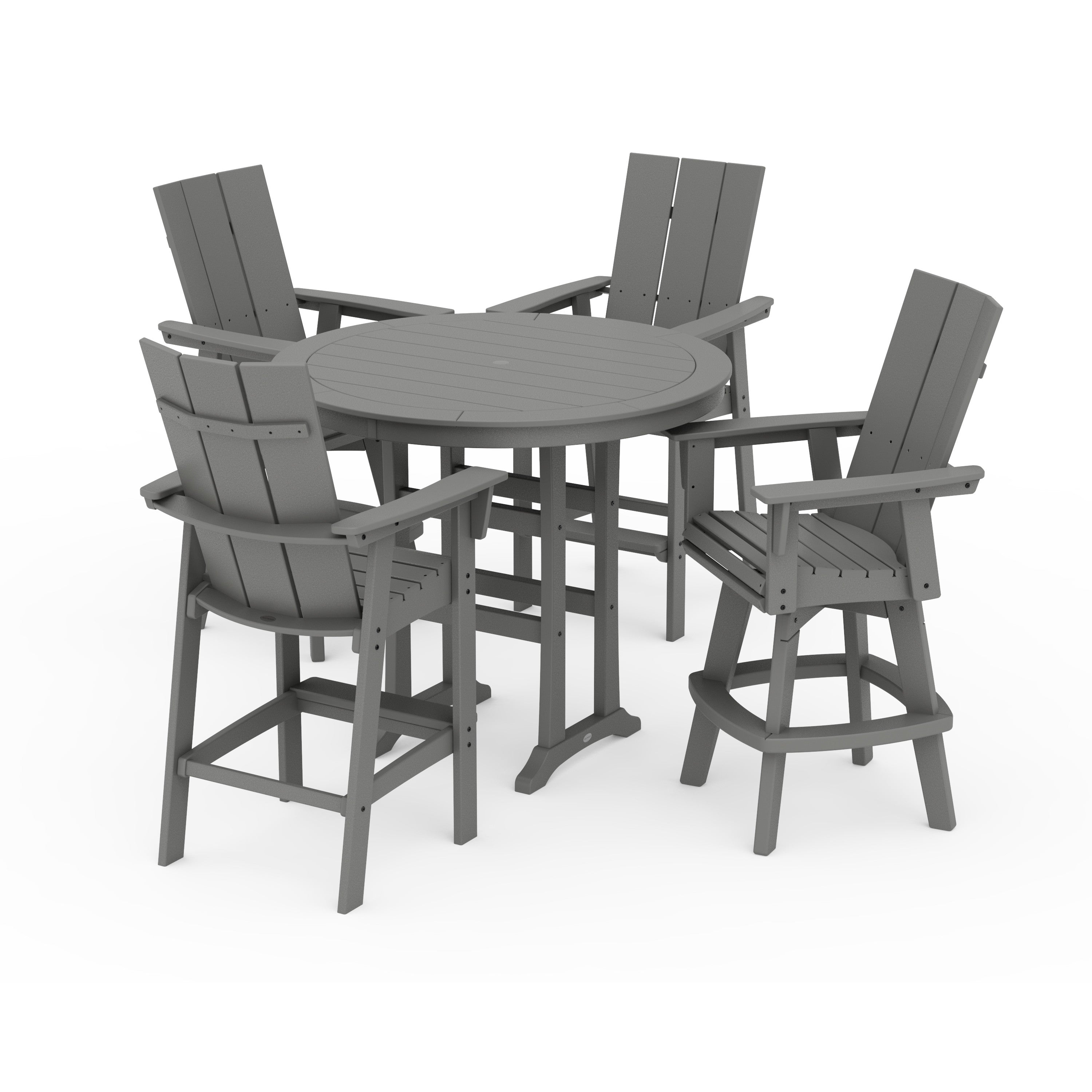 Modern Adirondack 5-Piece Nautical Trestle Round Bar Set with Swivels