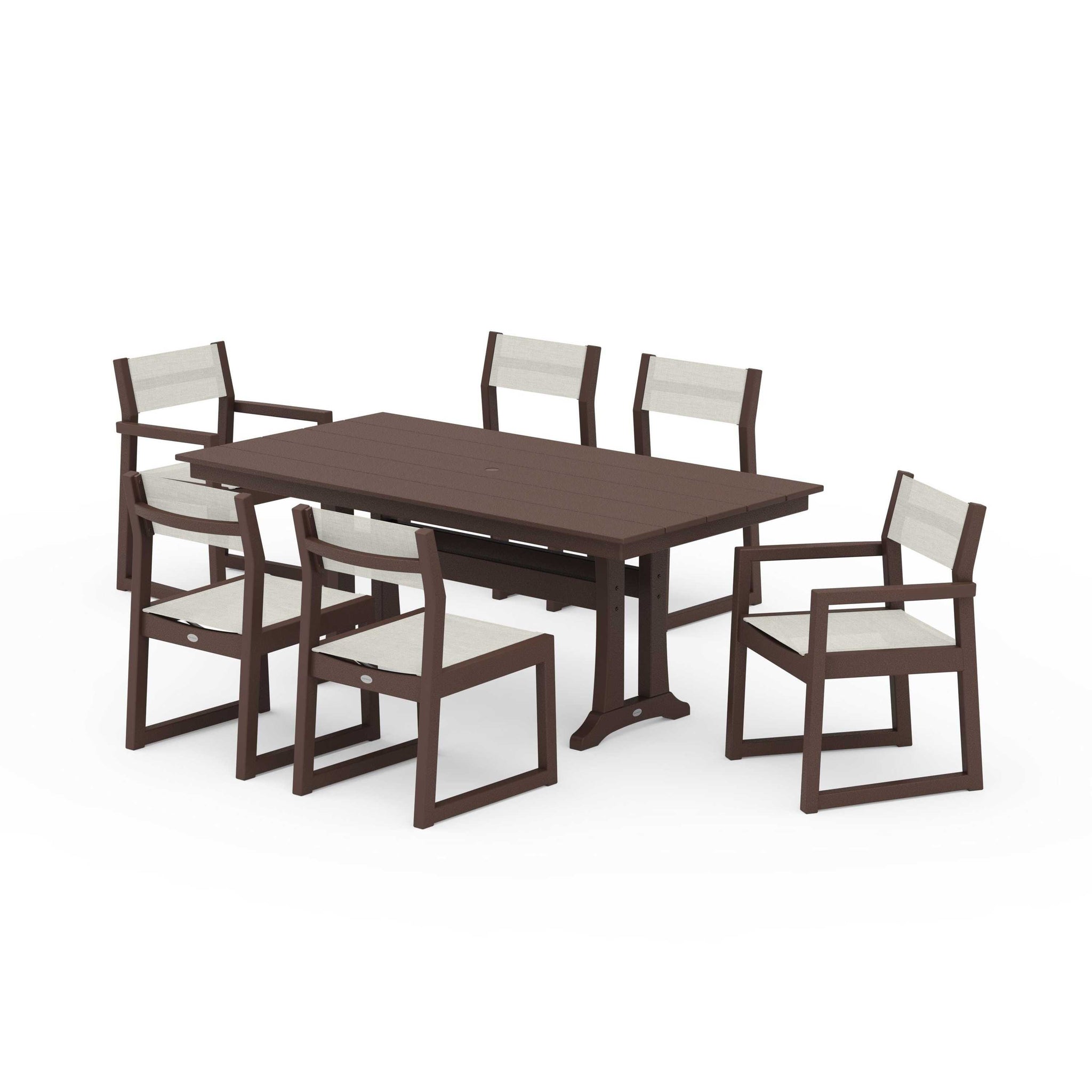 EDGE Sling 7-Piece Farmhouse Trestle Dining Set