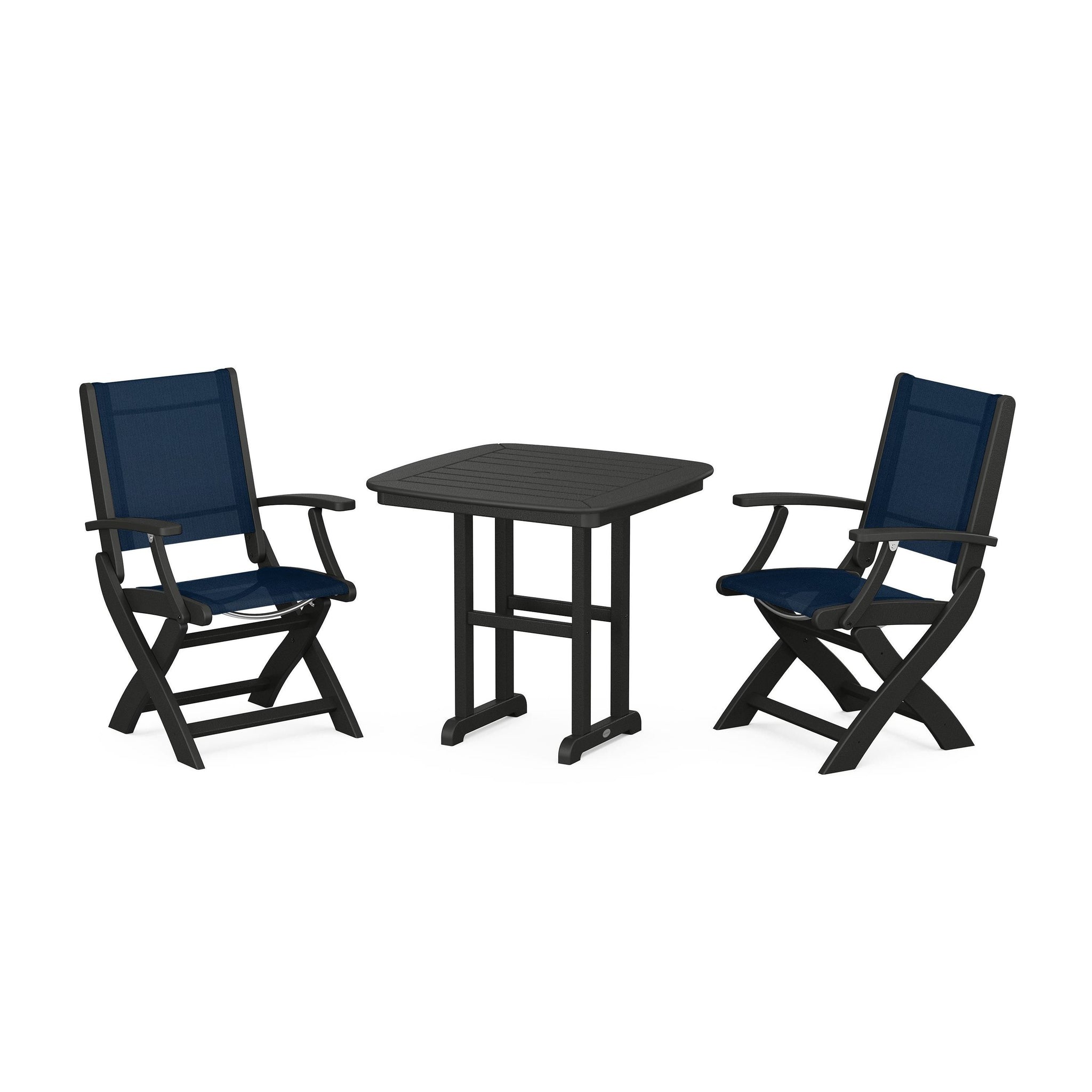 Coastal Folding Chair 3-Piece Dining Set