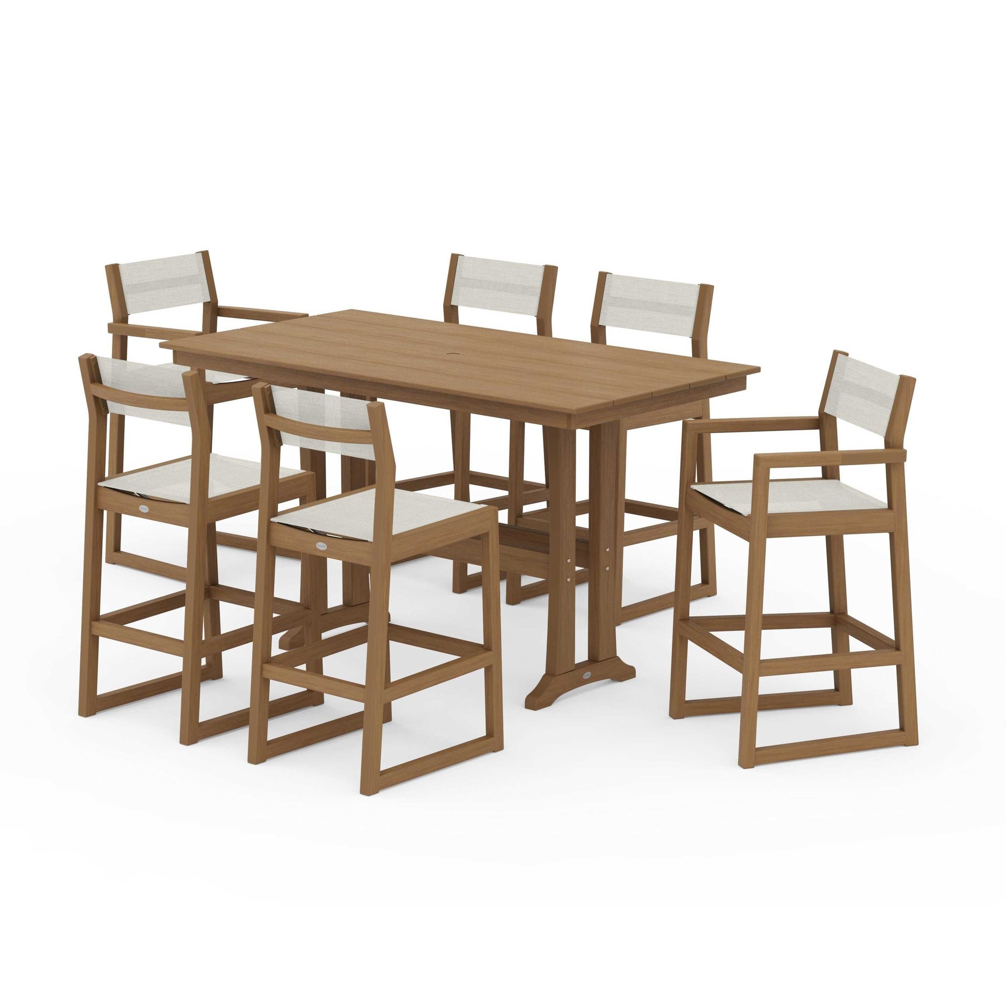 EDGE Sling 7-Piece Farmhouse Bar Set with Trestle Legs