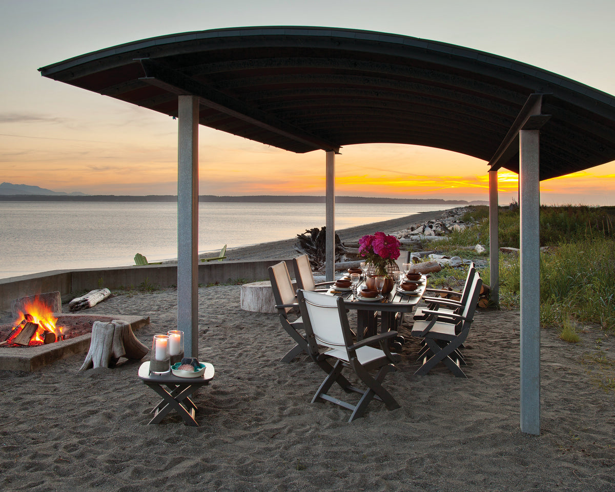 Coastal Folding Arm Chair 7-Piece Dining Set