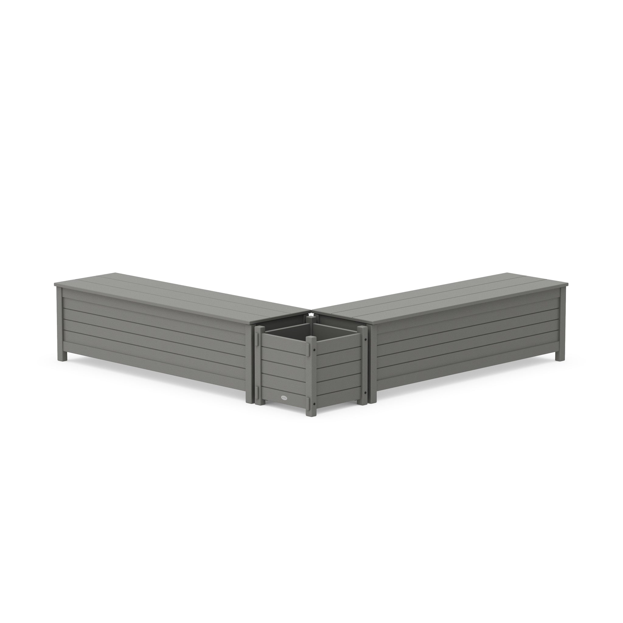 60" Nautical L- Shaped Planter Storage Bench Set
