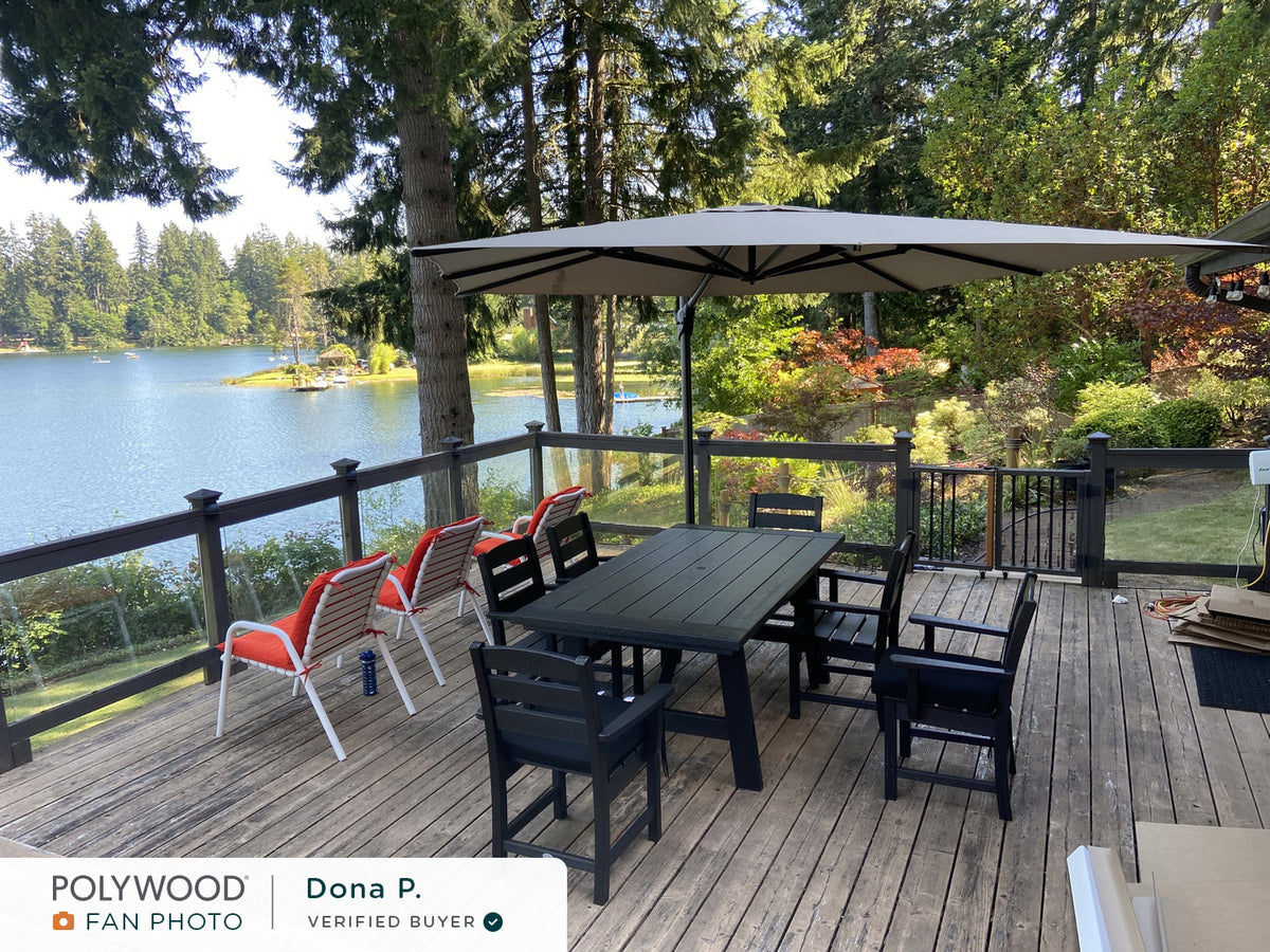 farmhouse patio umbrella POLYWOOD Rustic Farmhouse Dining Table in Kona - Outdoor Furniture
