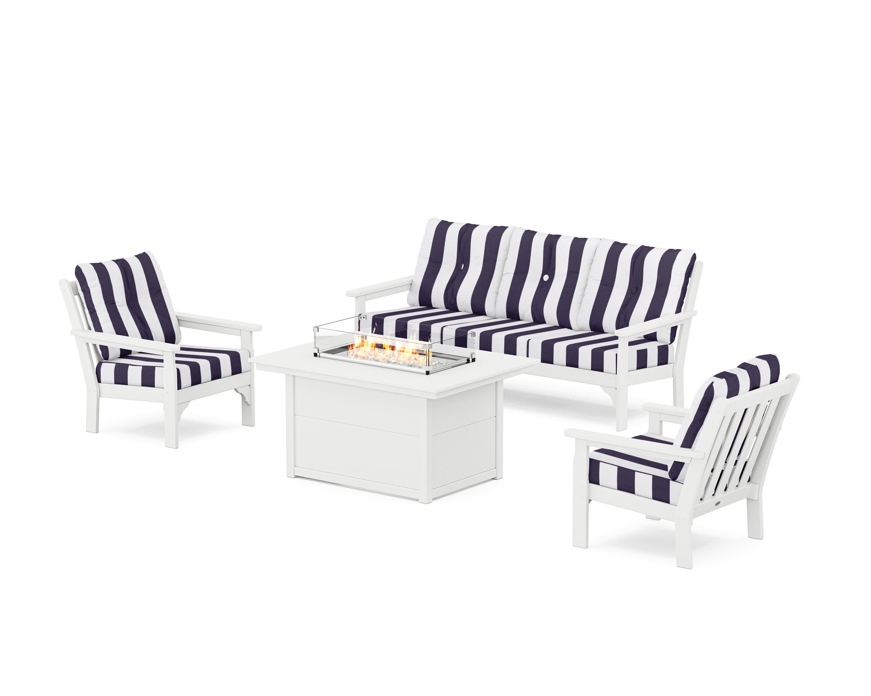 Vineyard Deep Seating Fire Pit Table Set
