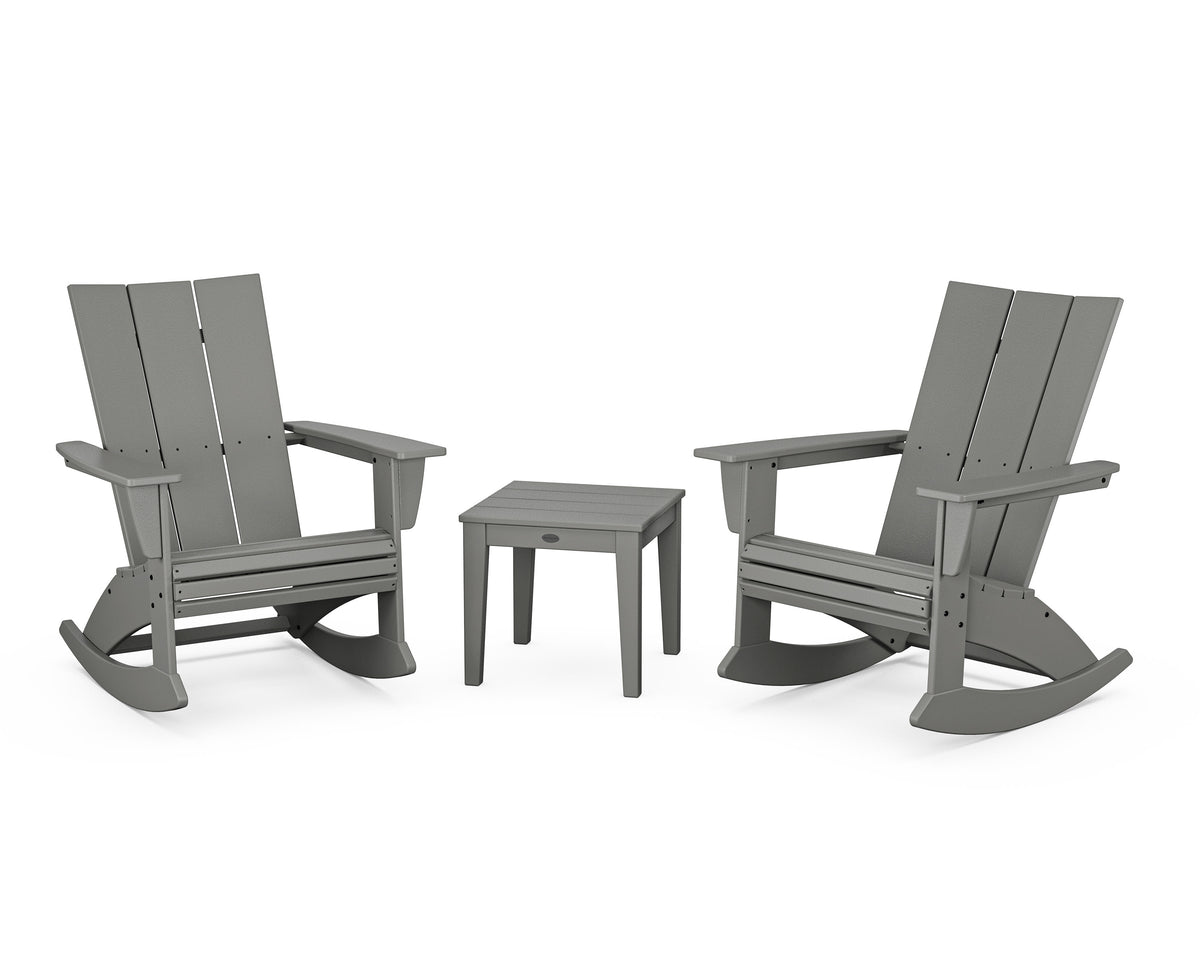 Modern Curveback 3-Piece Adirondack Rocking Chair Set