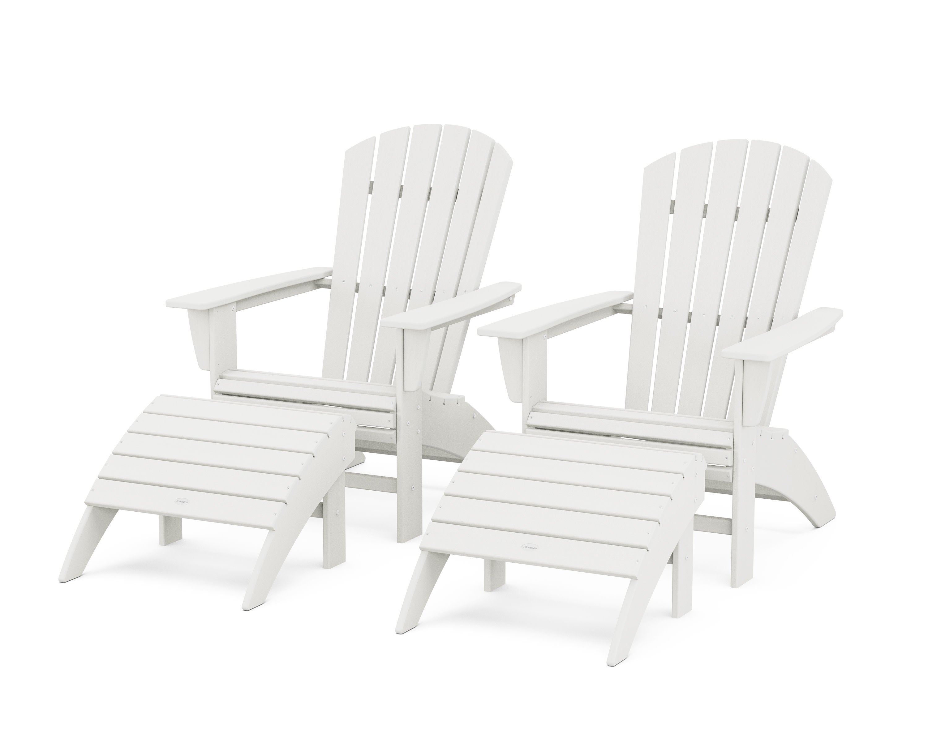 Nautical Curveback Adirondack Chair 4-Piece Set with Ottomans