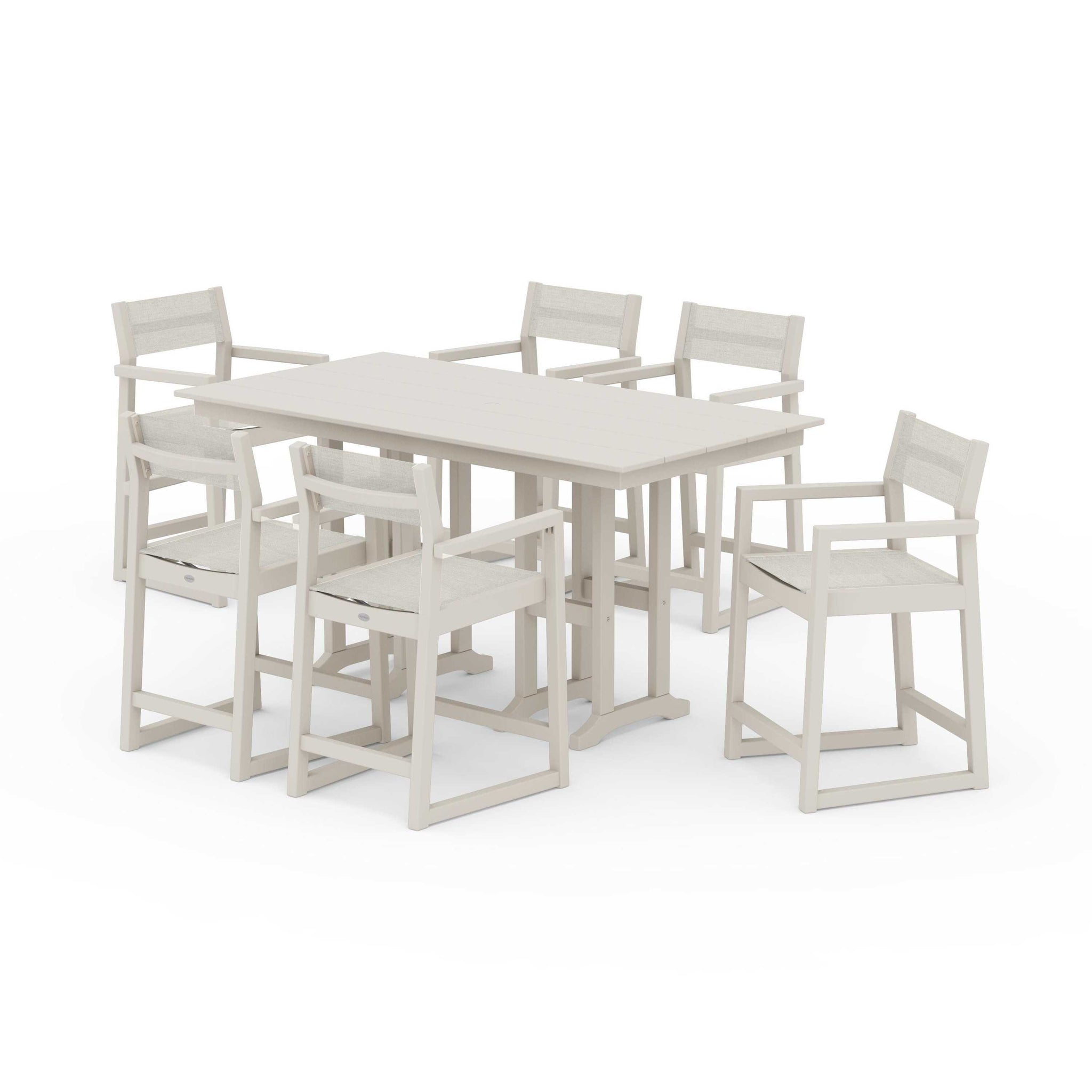 EDGE Sling Arm Chair 7-Piece Farmhouse Counter Set