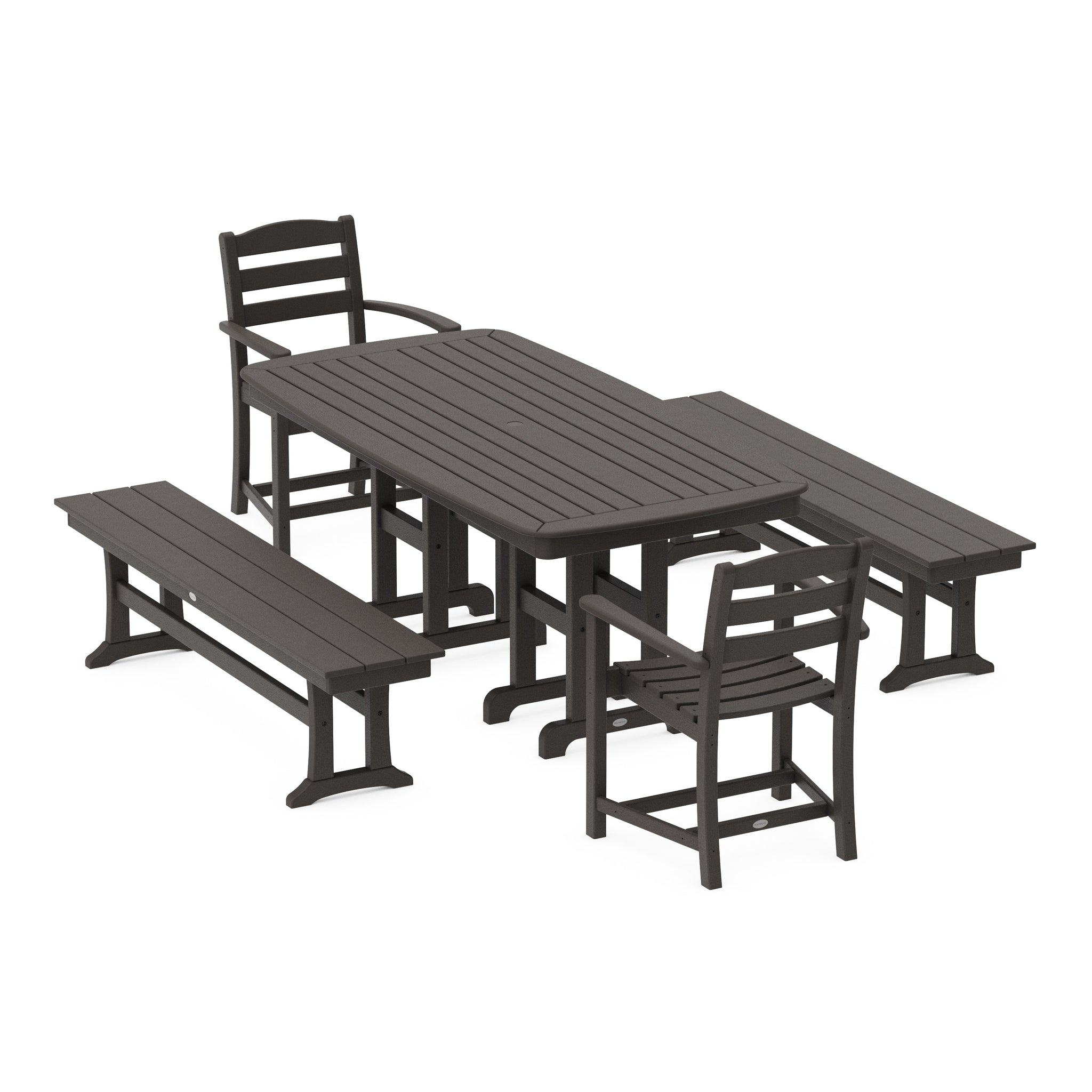 La Casa Café 5-Piece Dining Set with Benches