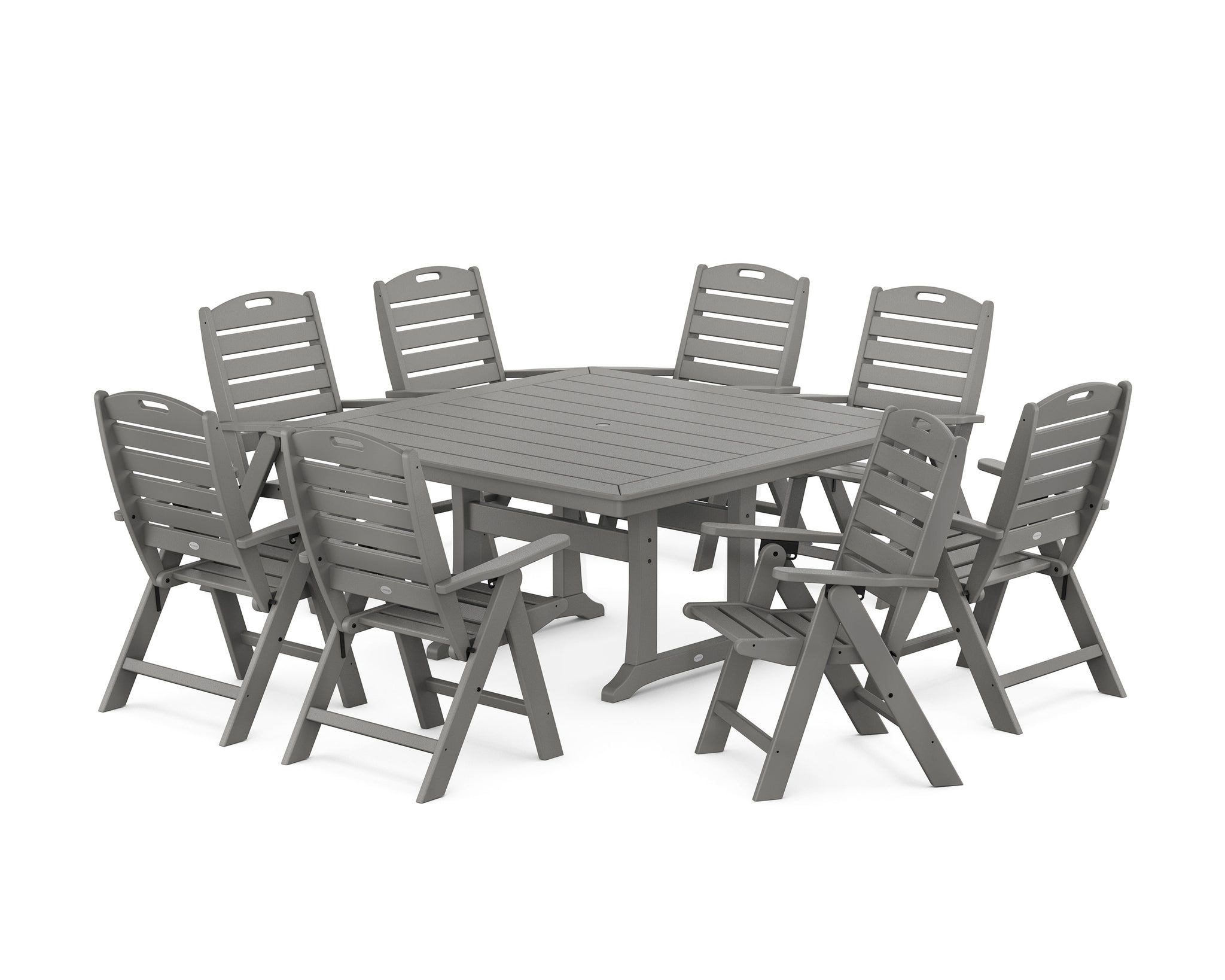 Nautical Highback 9-Piece Square Dining Set with Trestle Legs