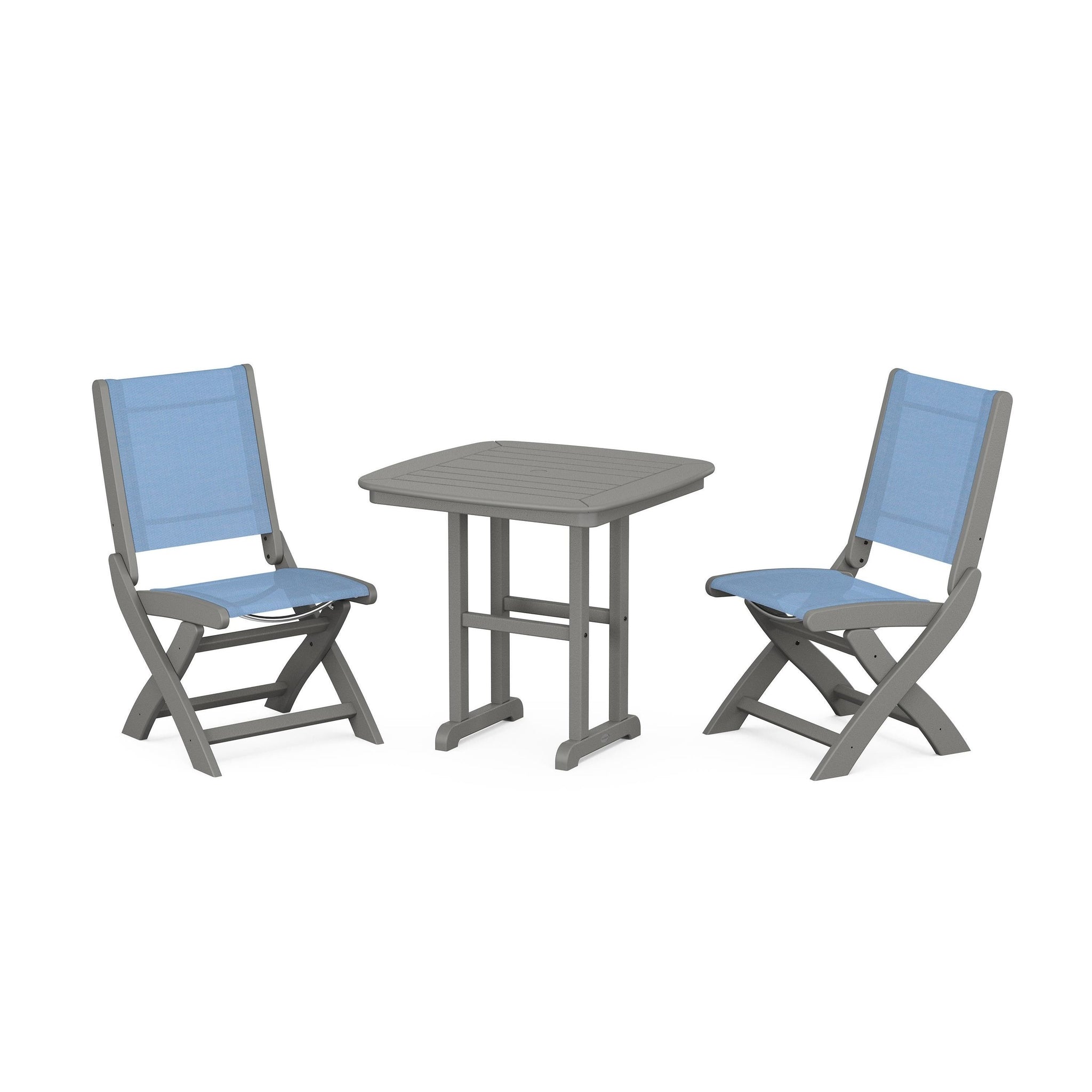 Coastal Folding Side Chair 3-Piece Dining Set