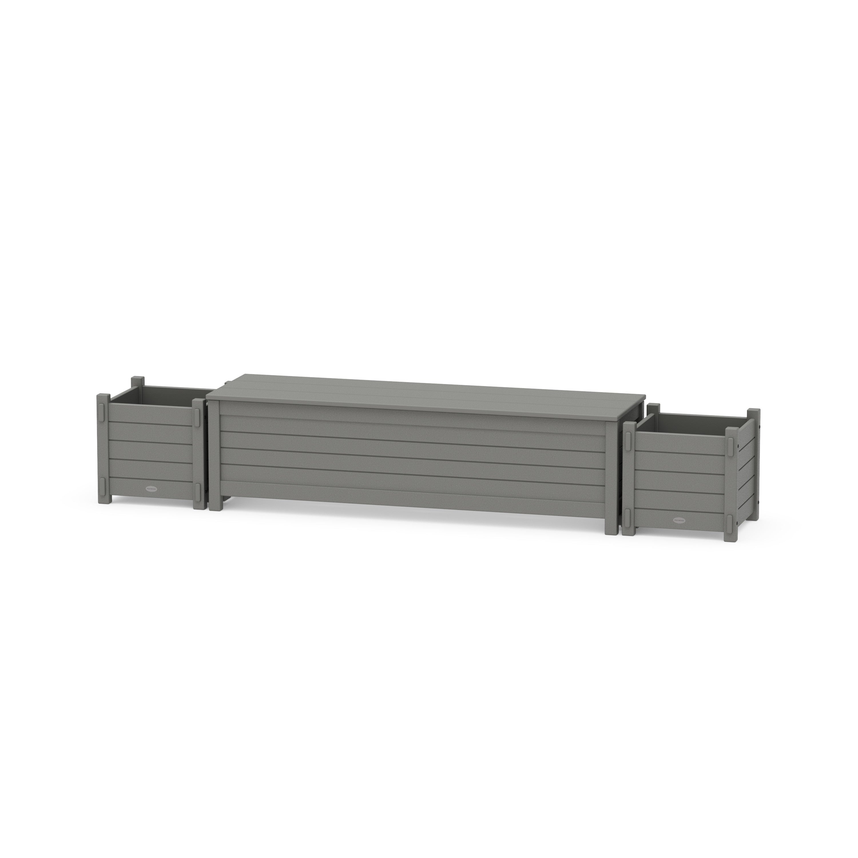 60" Nautical Straight Planter Storage Bench Set