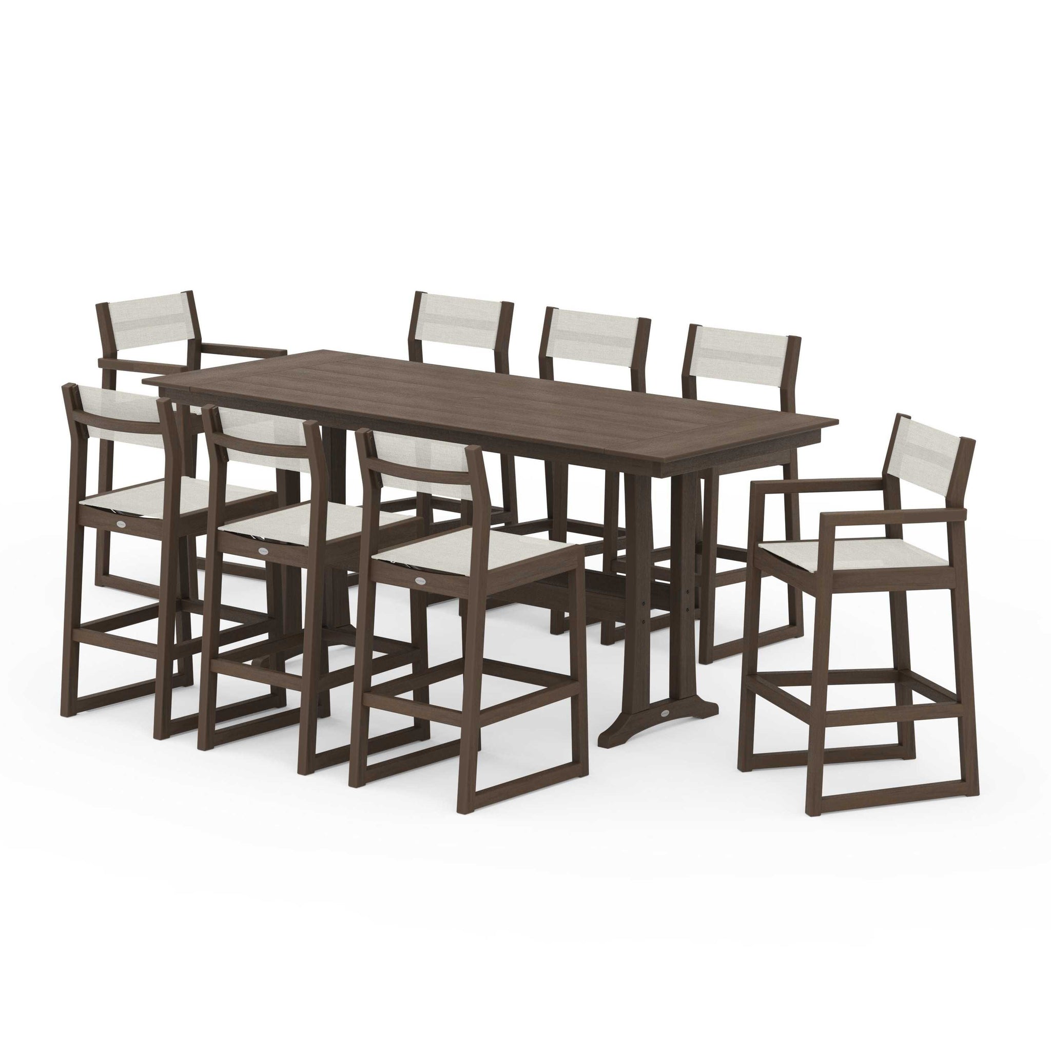 EDGE Sling 9-Piece Farmhouse Bar Set with Trestle Legs